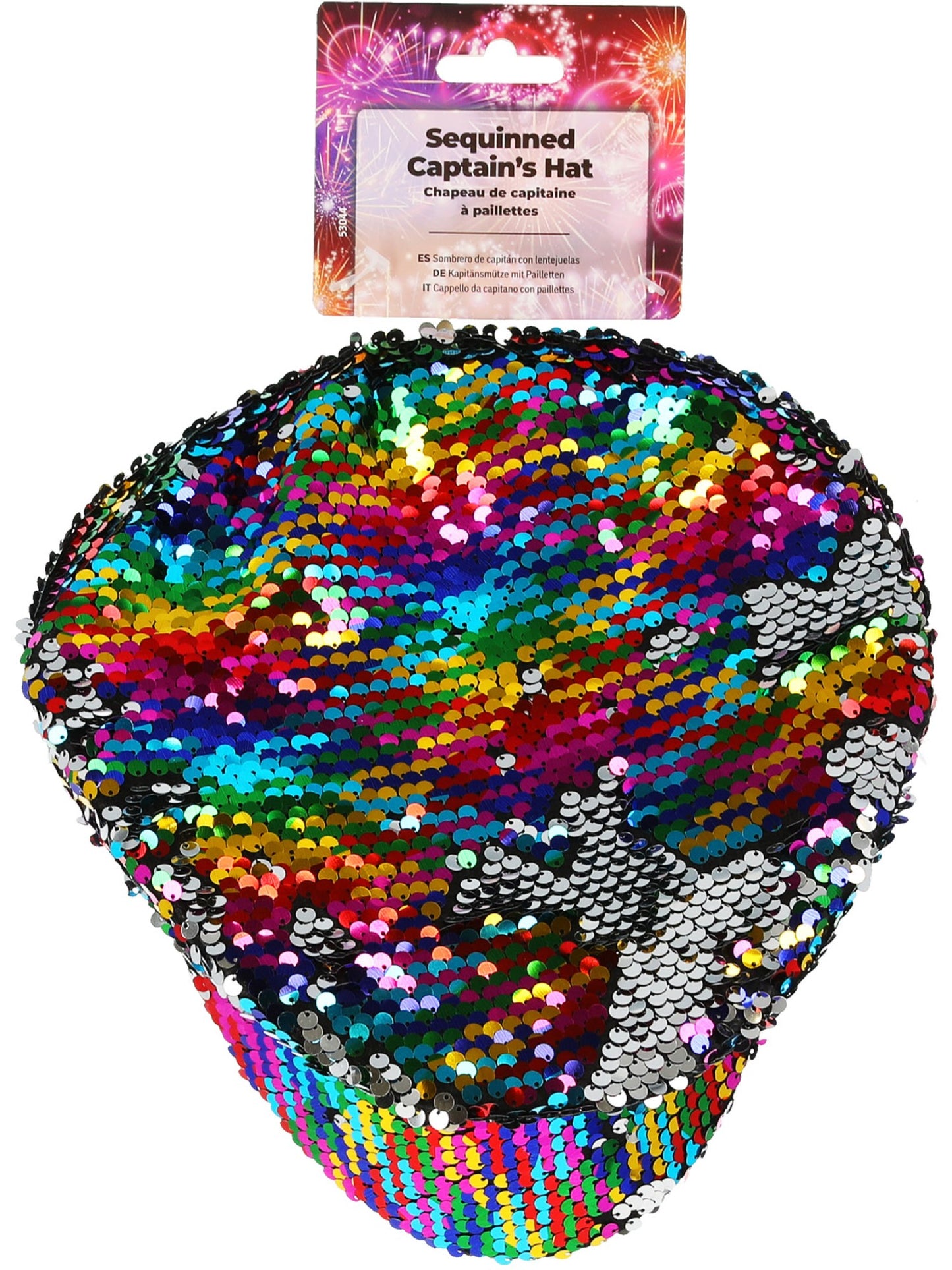 Kapitänsmütze mit Pailletten, Regenbogen