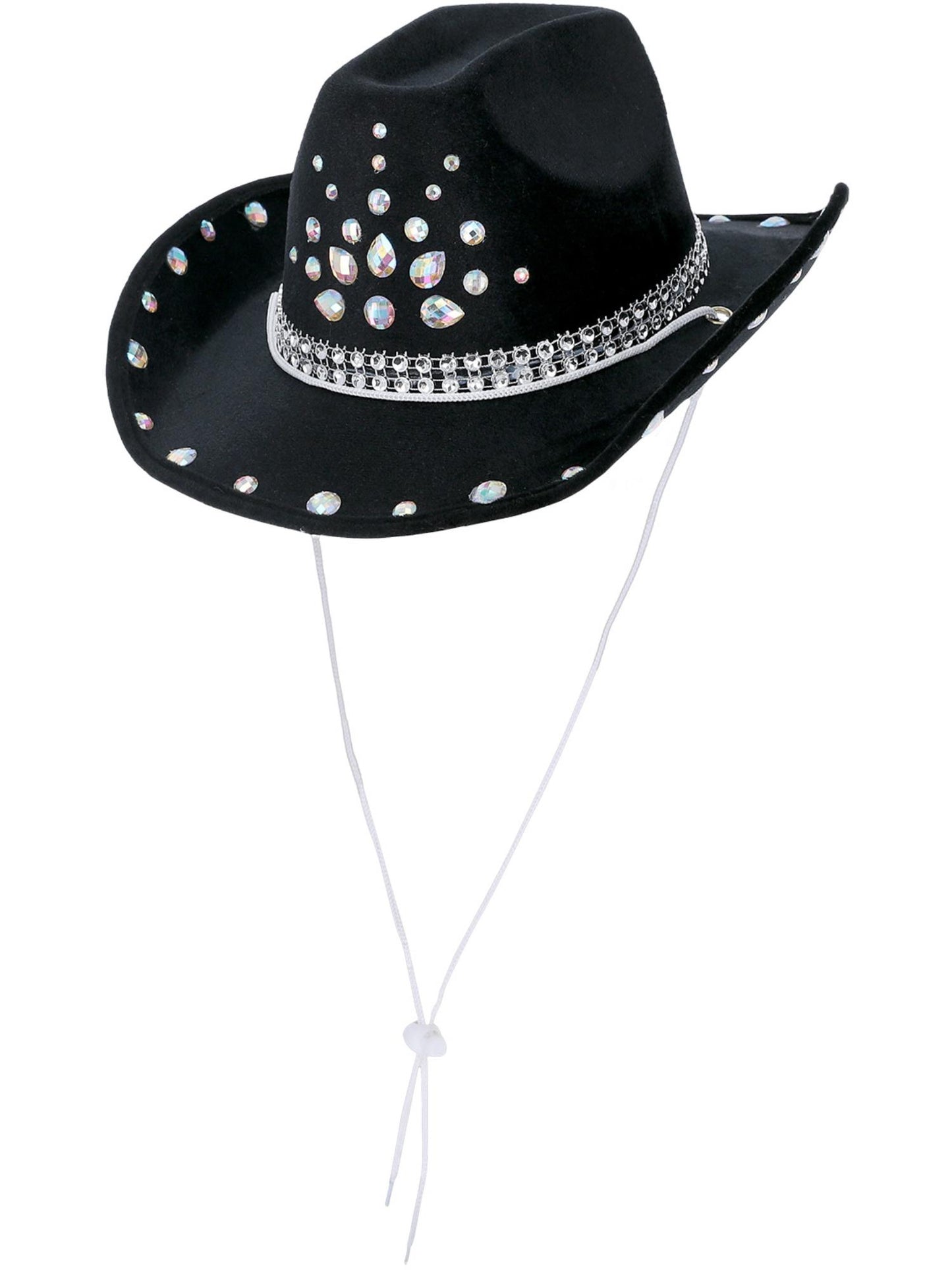 Sombrero vaquero con lentejuelas, negro, Lentejuelas plateadas