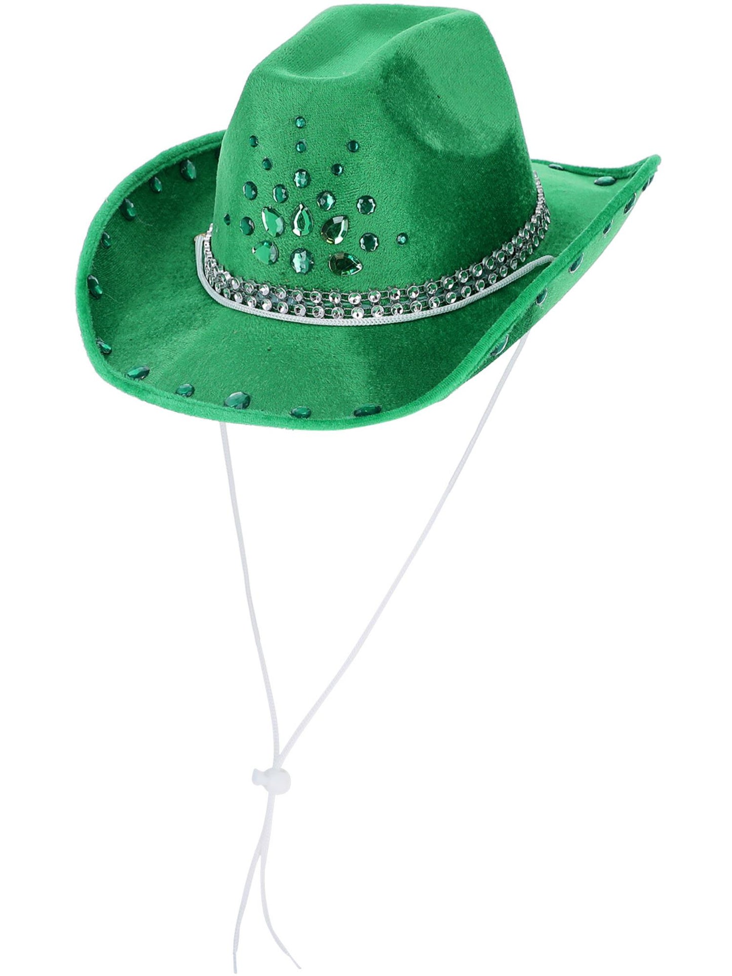 Chapeau de cowgirl strass vert, Joyaux verts