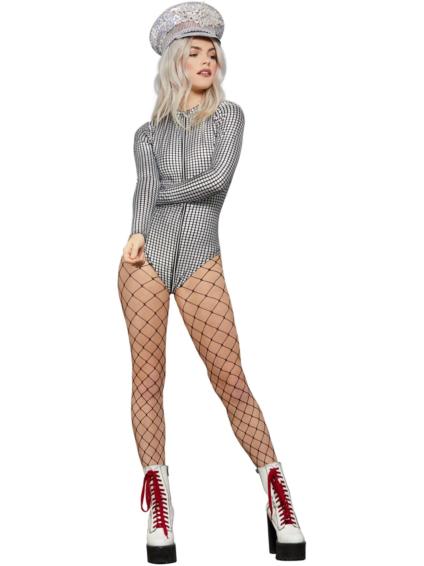 Body holographique disco Miss Whiplash Fever, Fermeture éclair