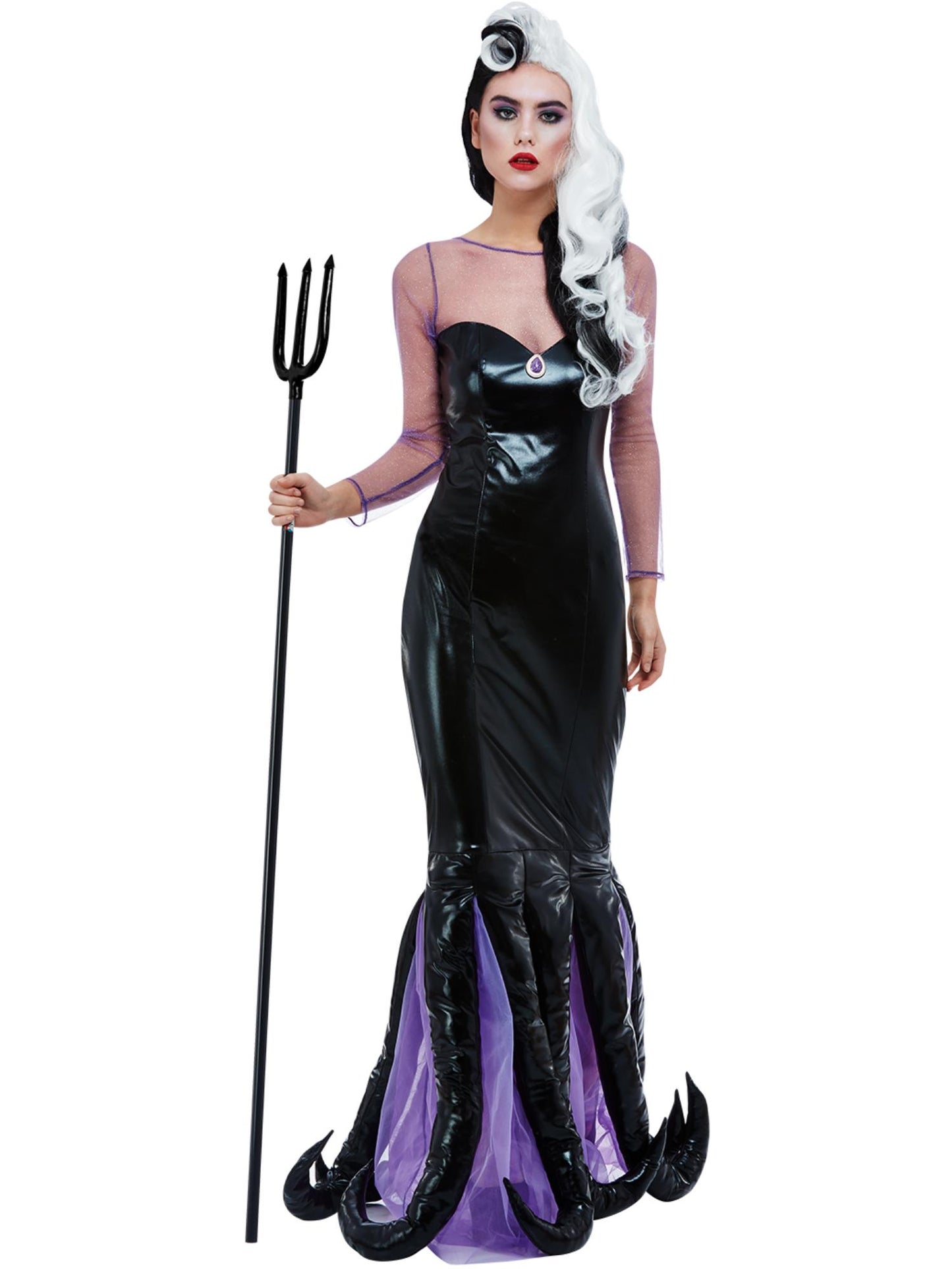 Disfraz de bruja malvada del mar, Negro, Vestido