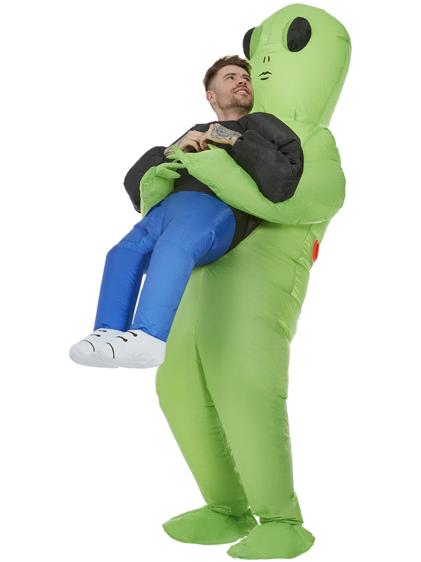 Disfraz inflable de abducción extraterrestre, Verde, Traje de una pieza e inflador automático