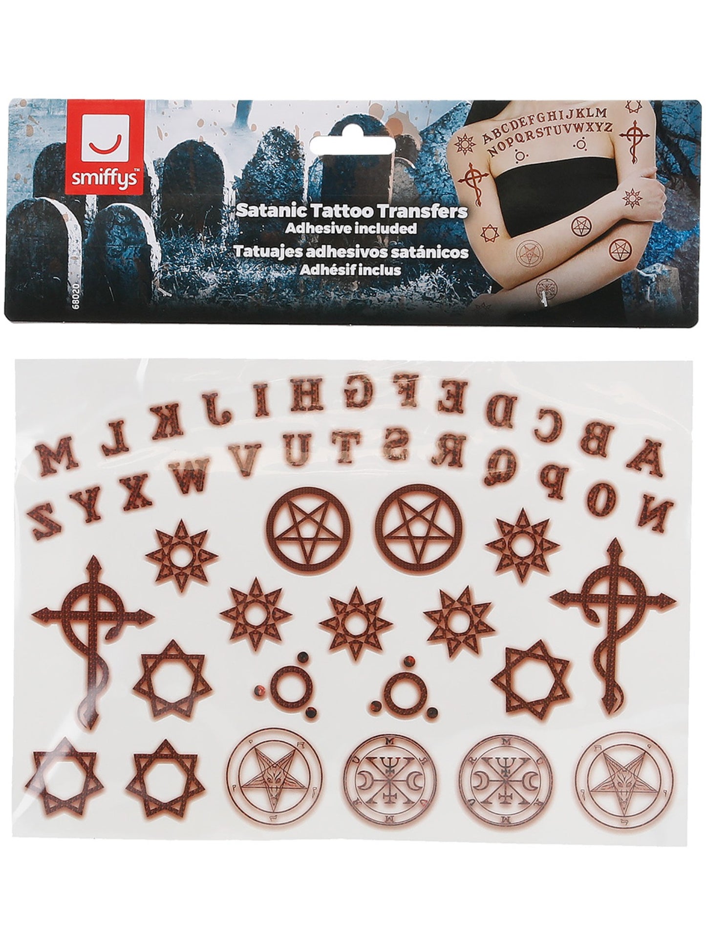 Smiffys Make-Up FX, Satanic Tattoo Transfers Wholesale