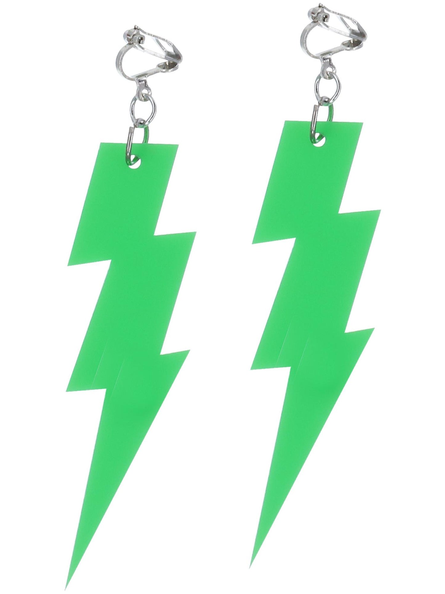 80s Neon Lightning Bolt Earrings, Green Wholesale