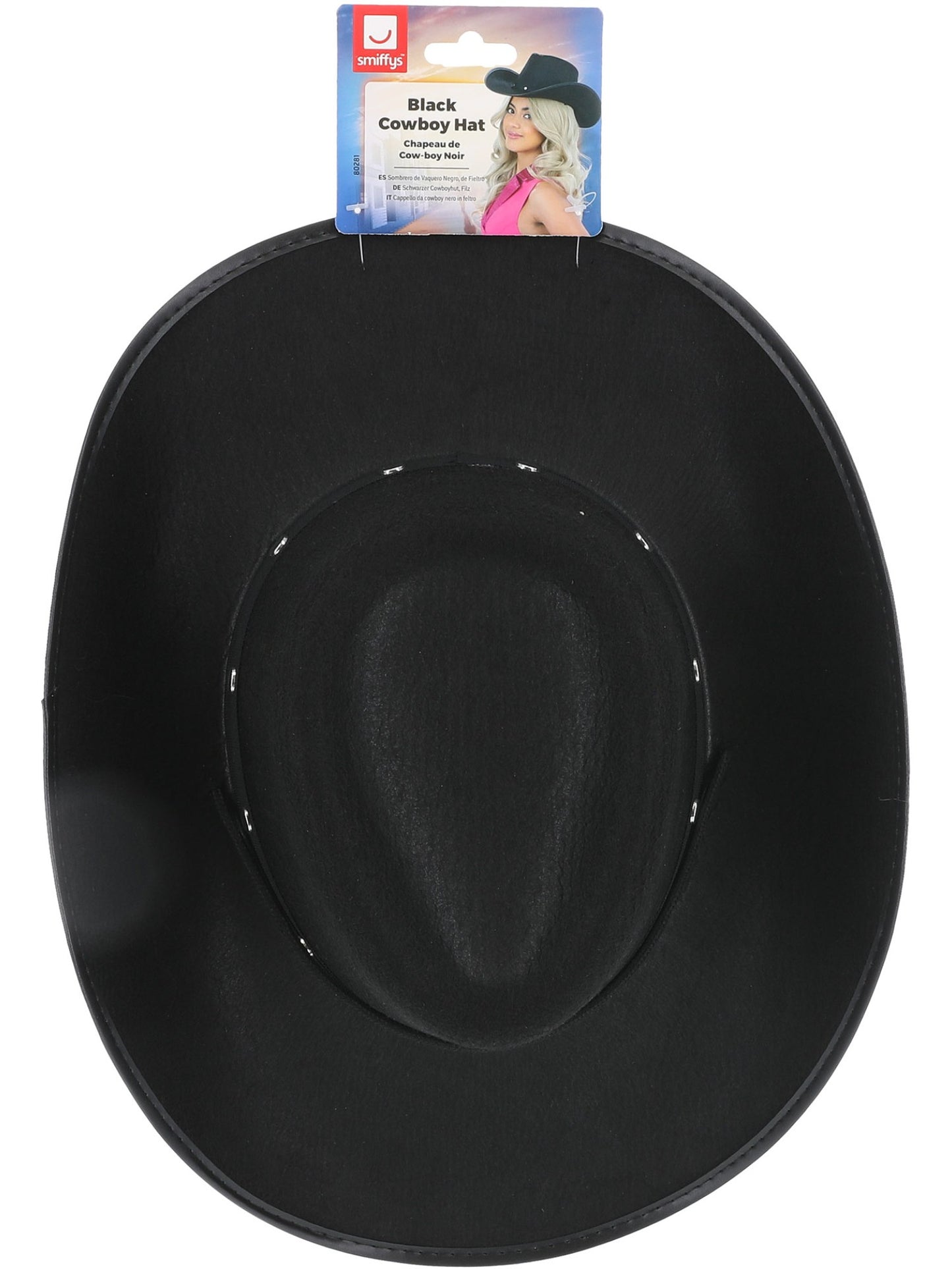 Black Cowboy Hat, Felt, with Cord Wholesale