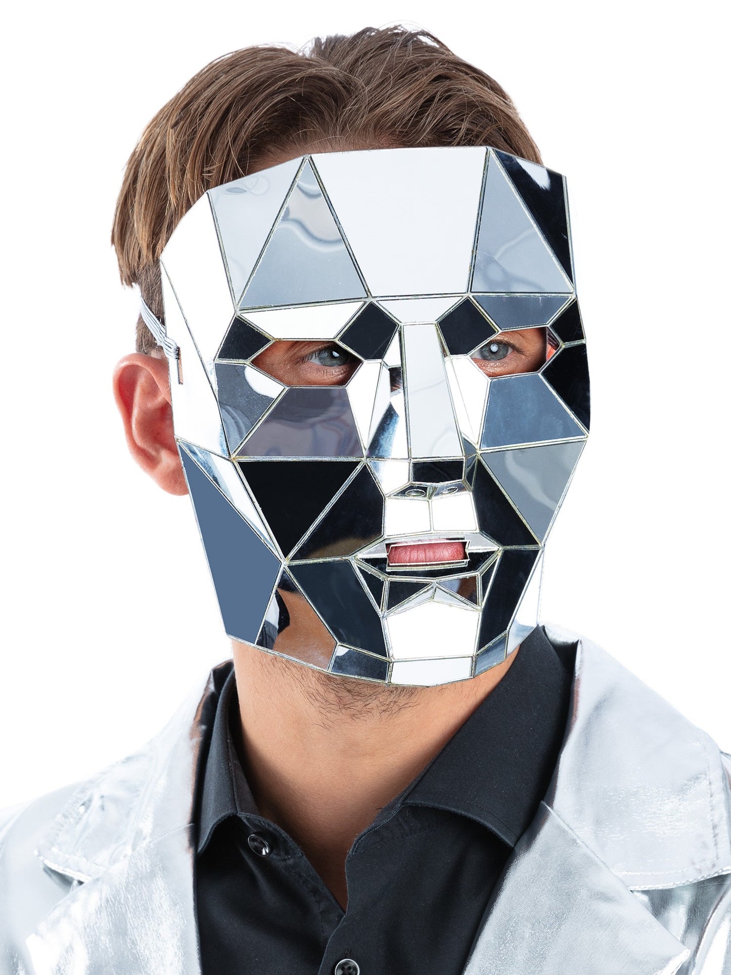 Silver Mirrored AI Robot Mask Wholesale