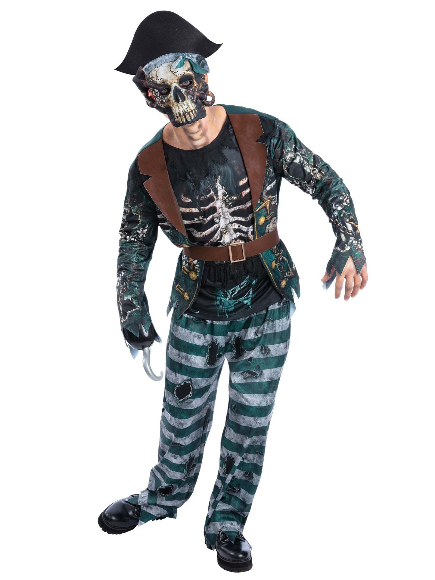Skeleton Pirate Captain Costume, Printed Top Wholesale