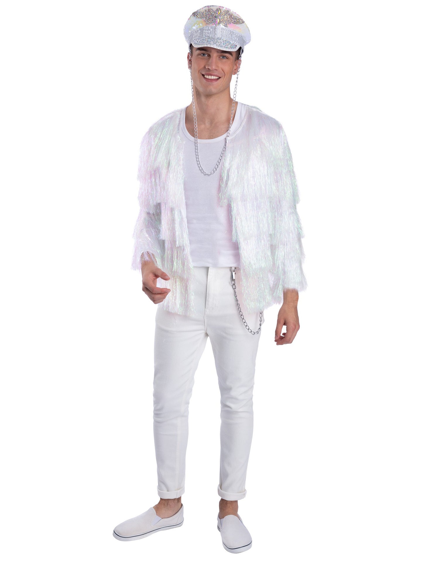 Fever Tinsel Festival Jacket, Iridescent White Wholesale