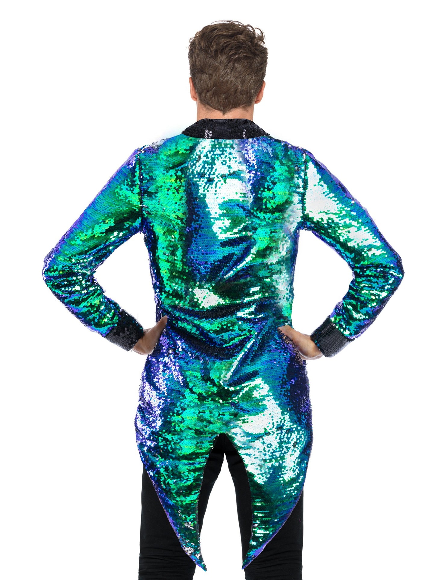 Unisex Sequin Tailcoat Jacket, Blue & Green Wholesale