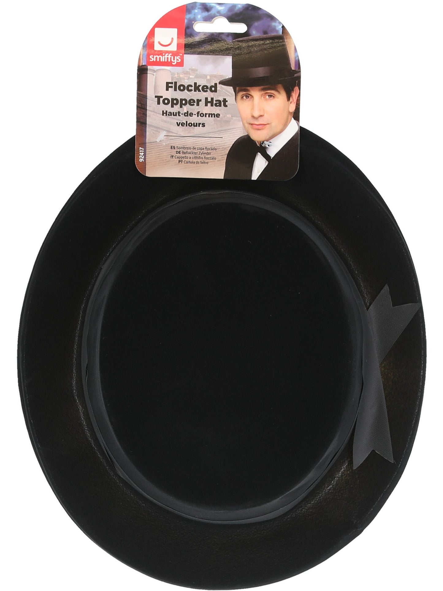 Sombrero de copa flocado, Negro, Fieltro