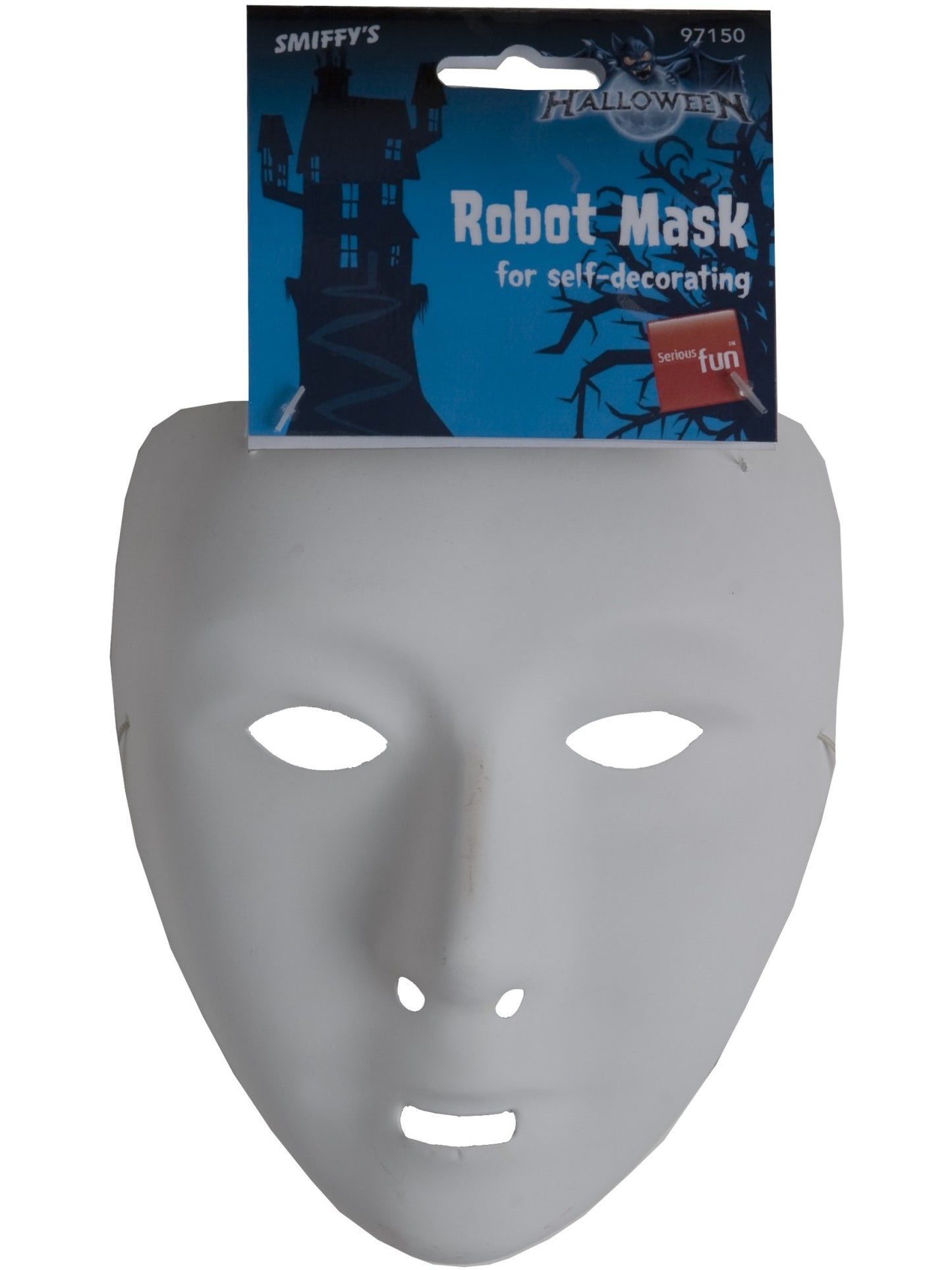 Roboter-Maske, Weiß, an Gummiband