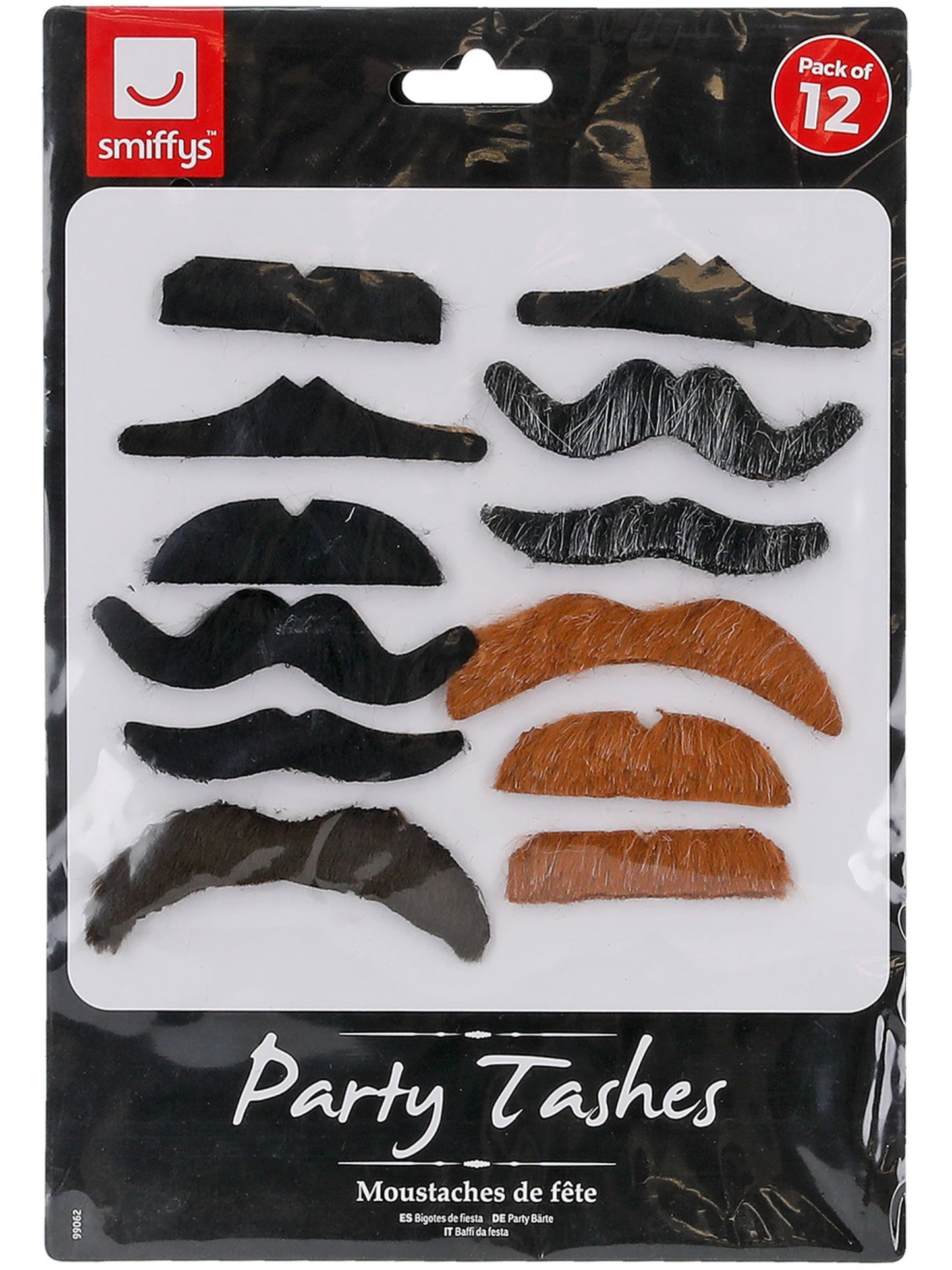 Party Bärte, Verschiedene Formen & Farben, 12, Selbstklebend