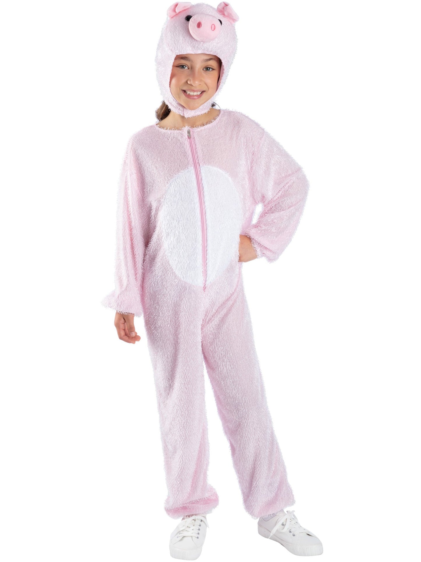 Schwein Kostüm, Rosa, enthält Jumpsuit mit Kapuze