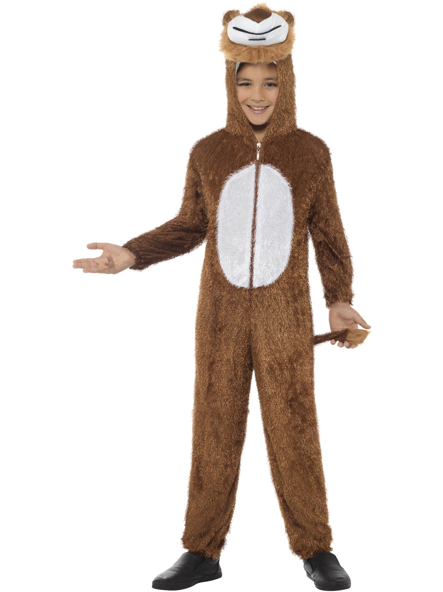 Costume de lion, marron, comprend combinaison pantalon avec capuche
