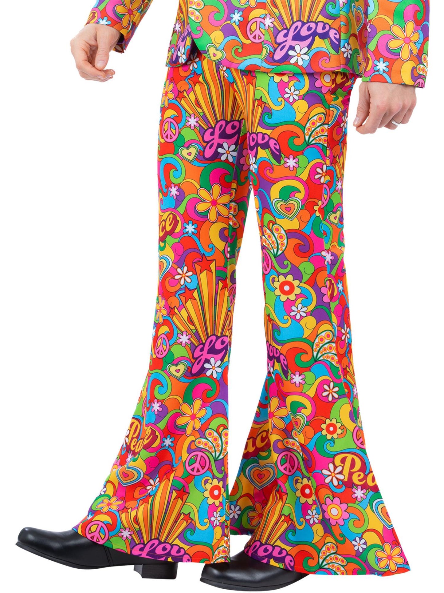 Mens Rainbow Peace Flared Trousers Wholesale