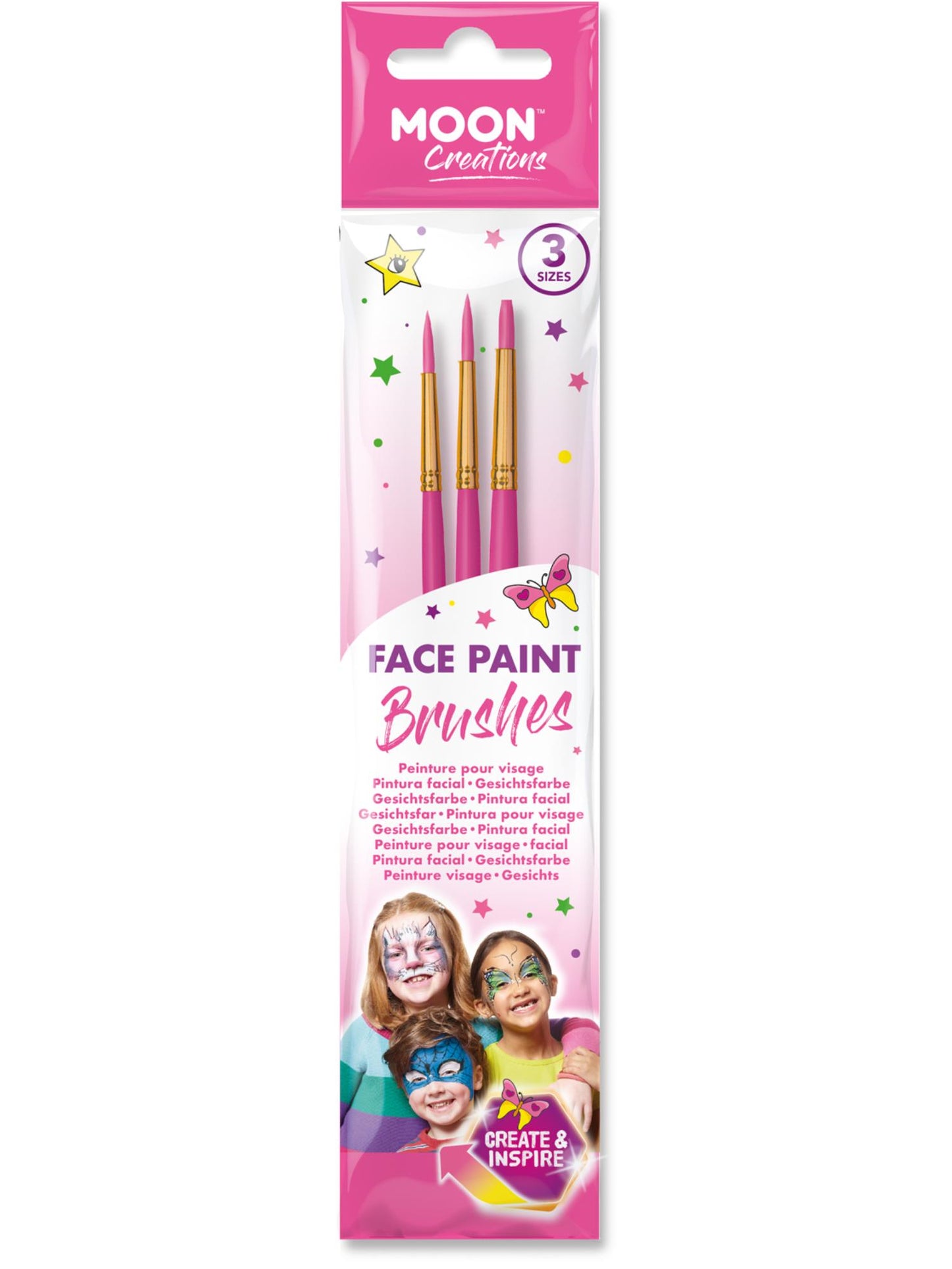 Moon Creations Face Paint Brushes, Pink Wholesale