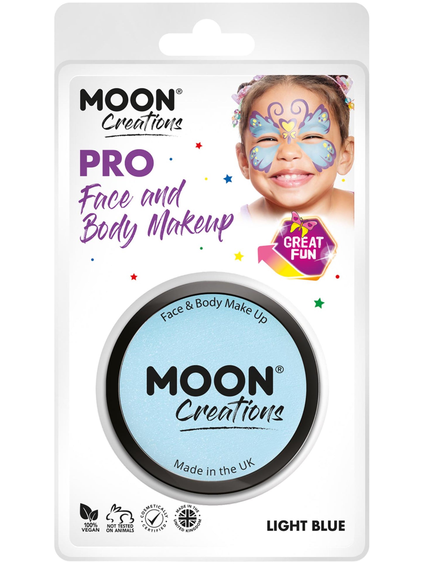 Moon Creations Pro Face Paint Cake Pot, Light Blue Wholesale