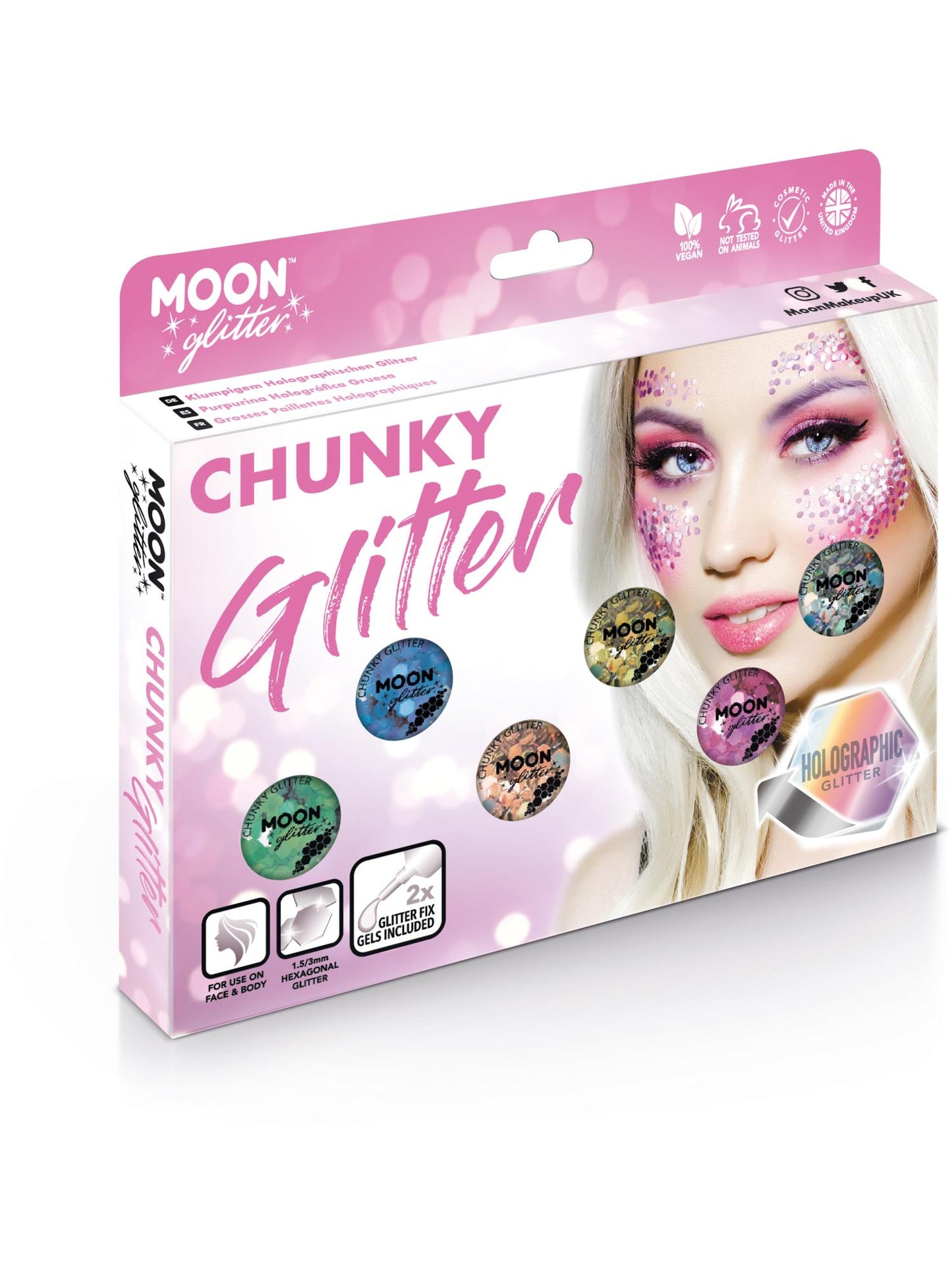 Moon Glitter Holographic Chunky Glitter, Assorted Wholesale