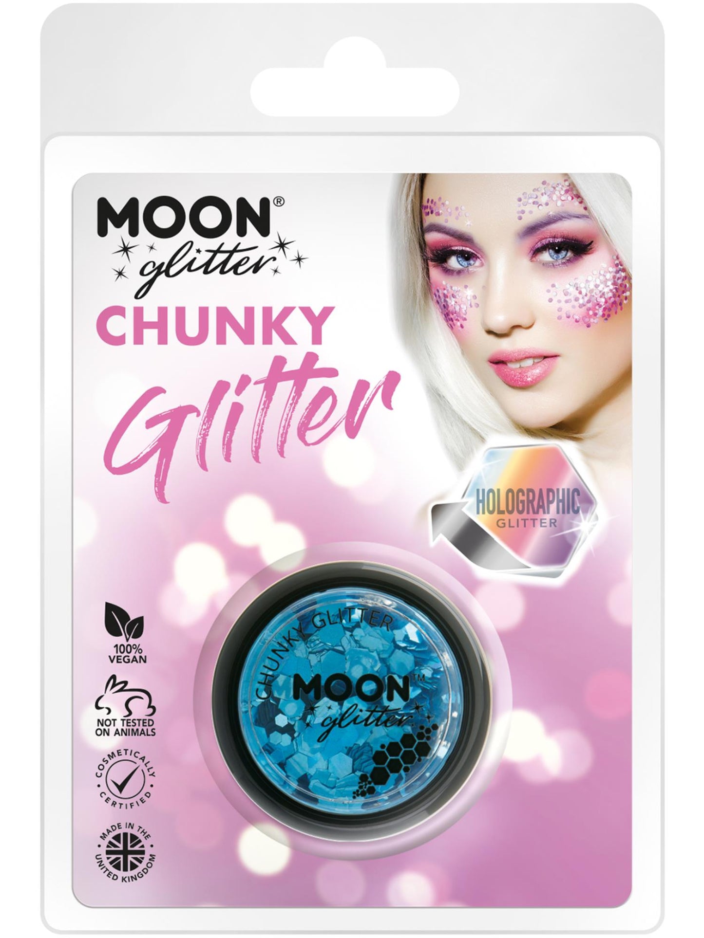 Moon Glitter Holographic Chunky Glitter, Blue Wholesale