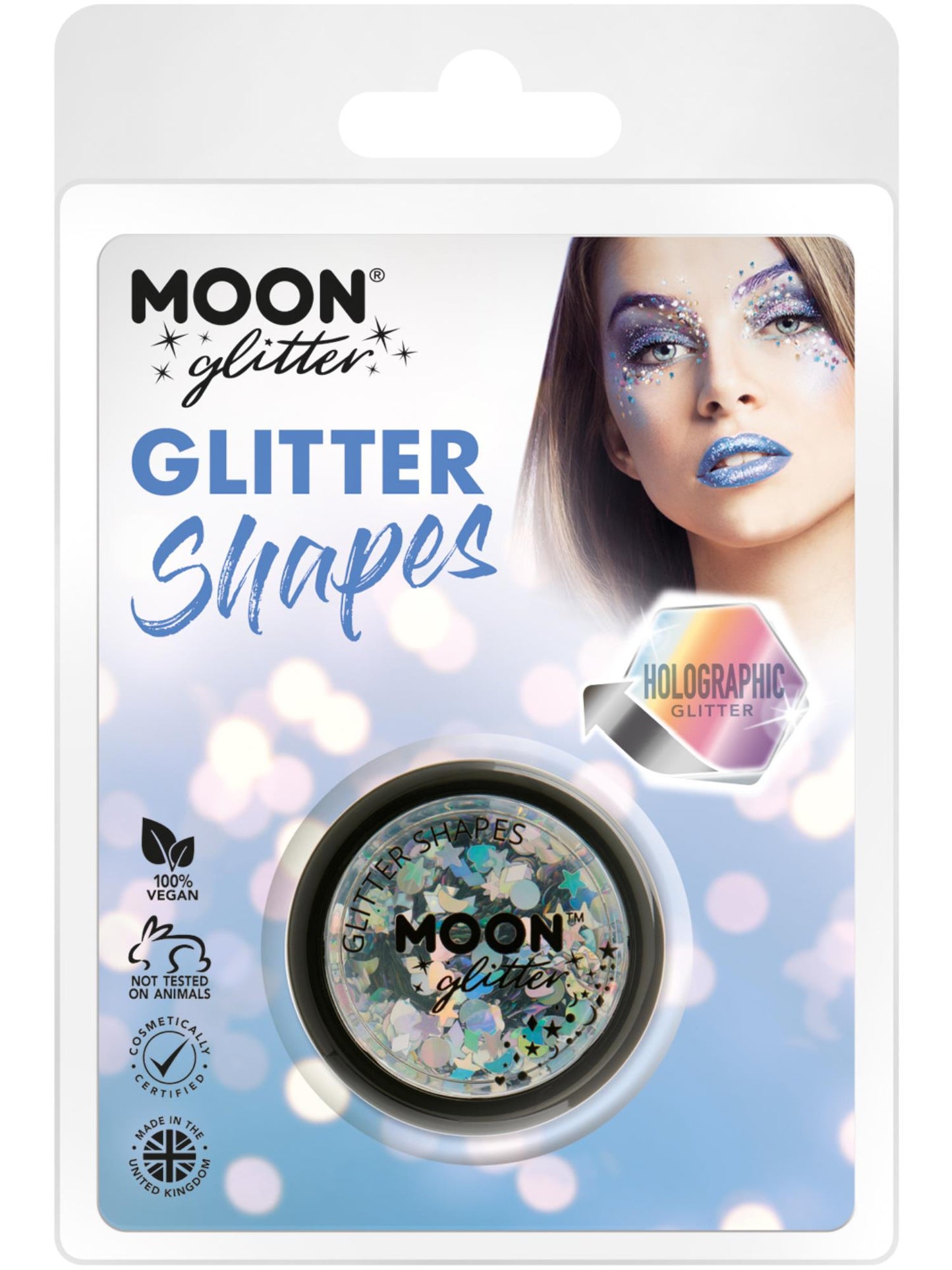Moon Glitter Holographic Glitter Shapes, Silver Wholesale