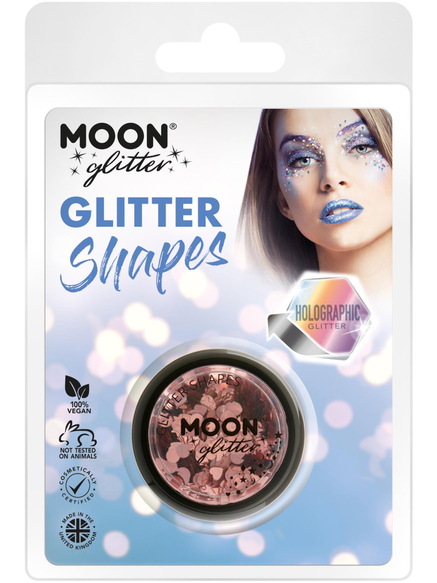 Moon Glitter Holographic Glitter Shapes, Rose Gold Wholesale