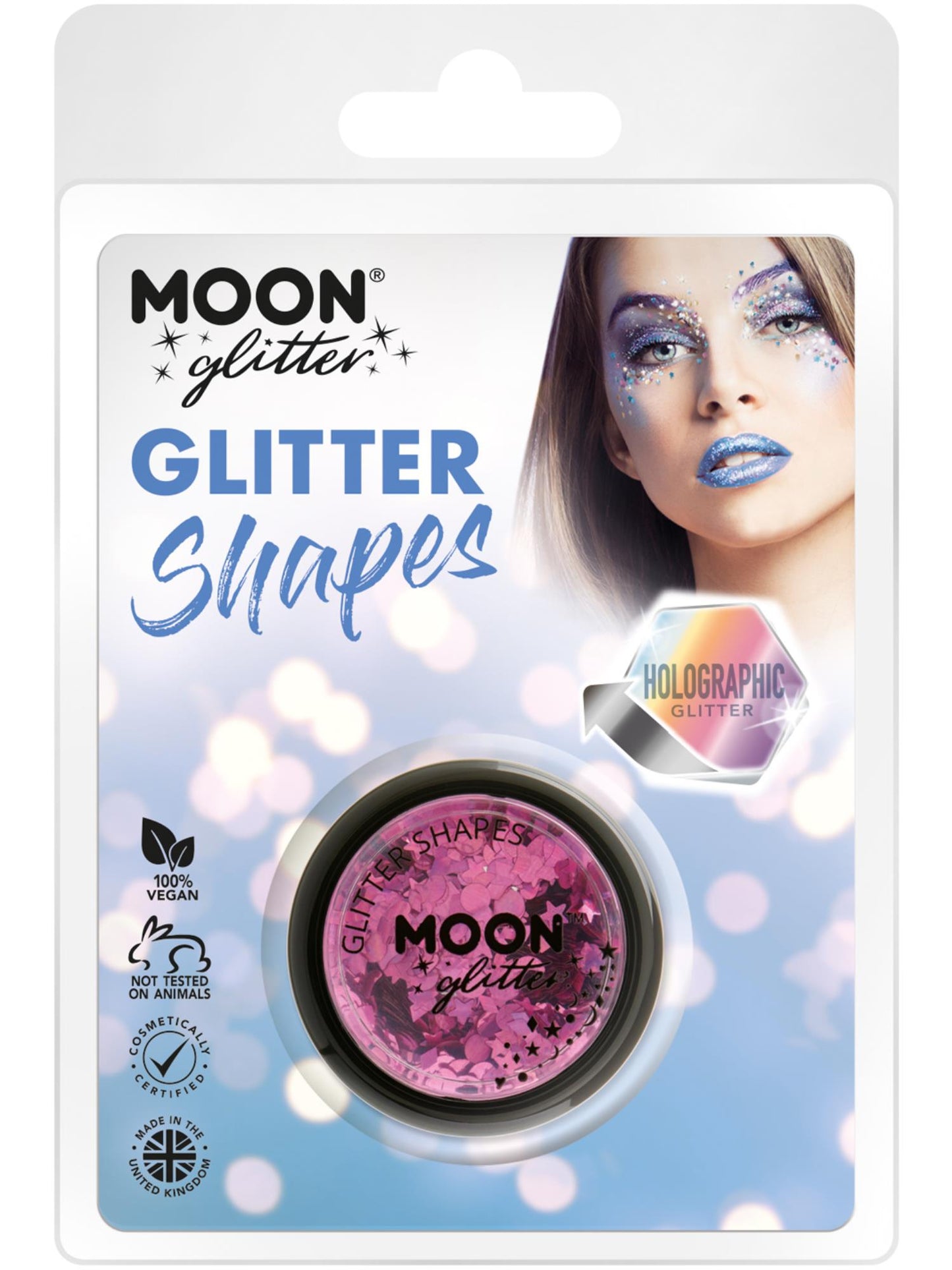 Moon Glitter Holographic Glitter Shapes, Pink Wholesale