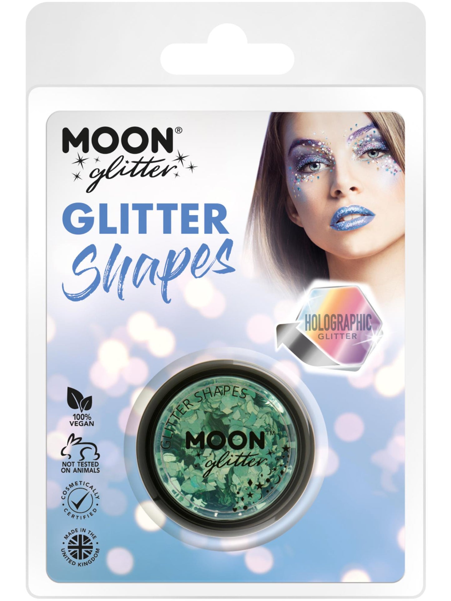 Moon Glitter Holographic Glitter Shapes, Green Wholesale