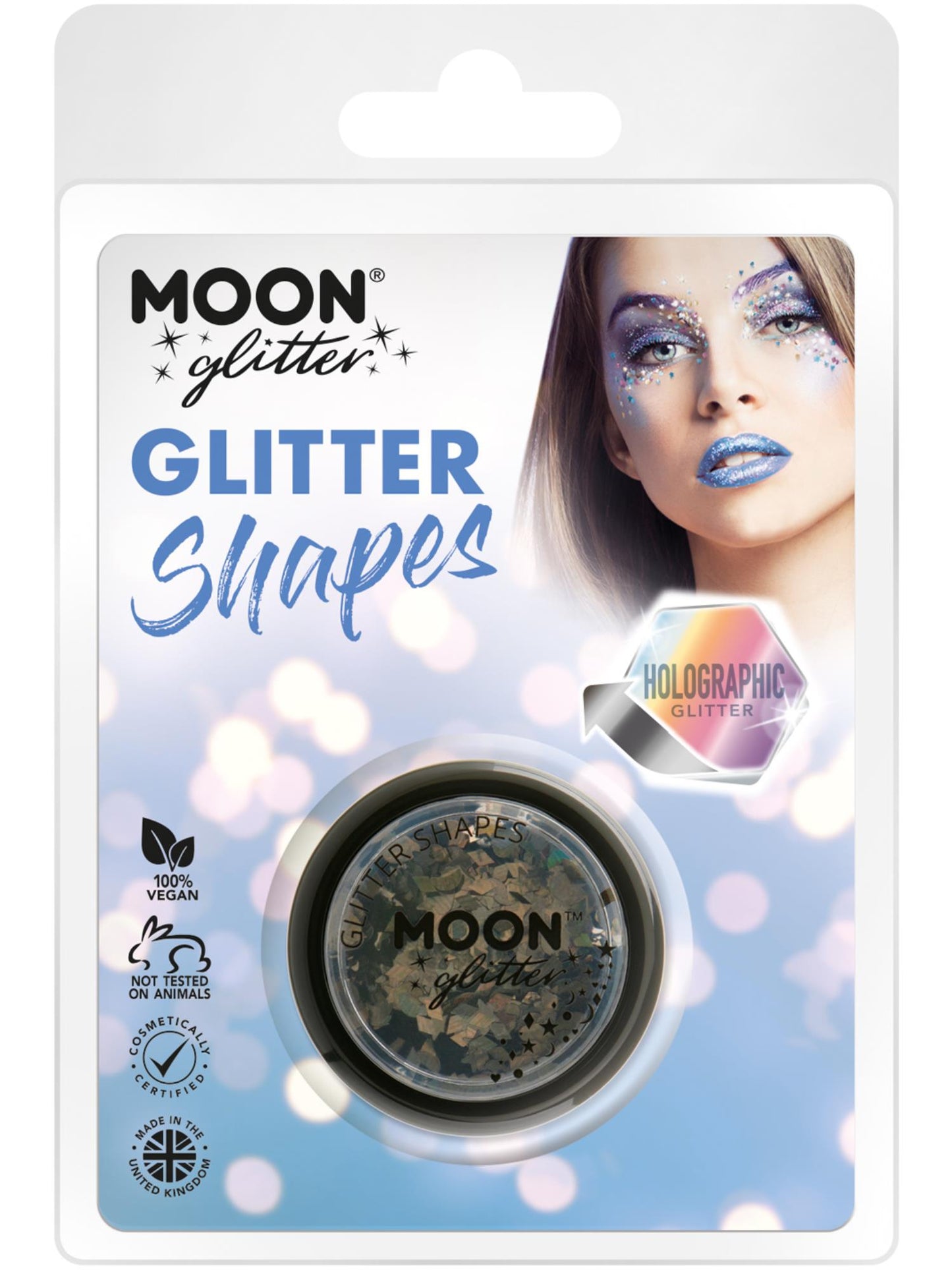 Moon Glitter Holographic Glitter Shapes, Black Wholesale