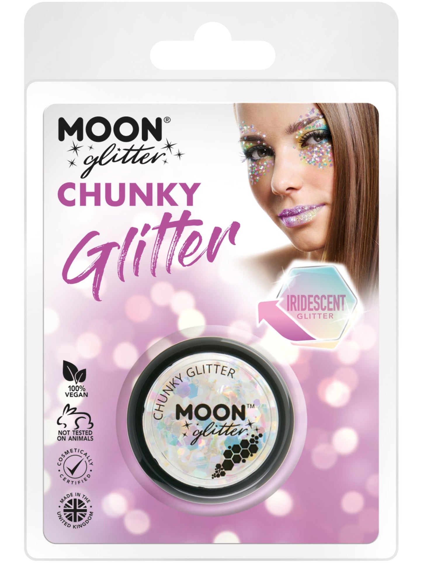 Moon Glitter Iridescent Chunky Glitter, White Wholesale