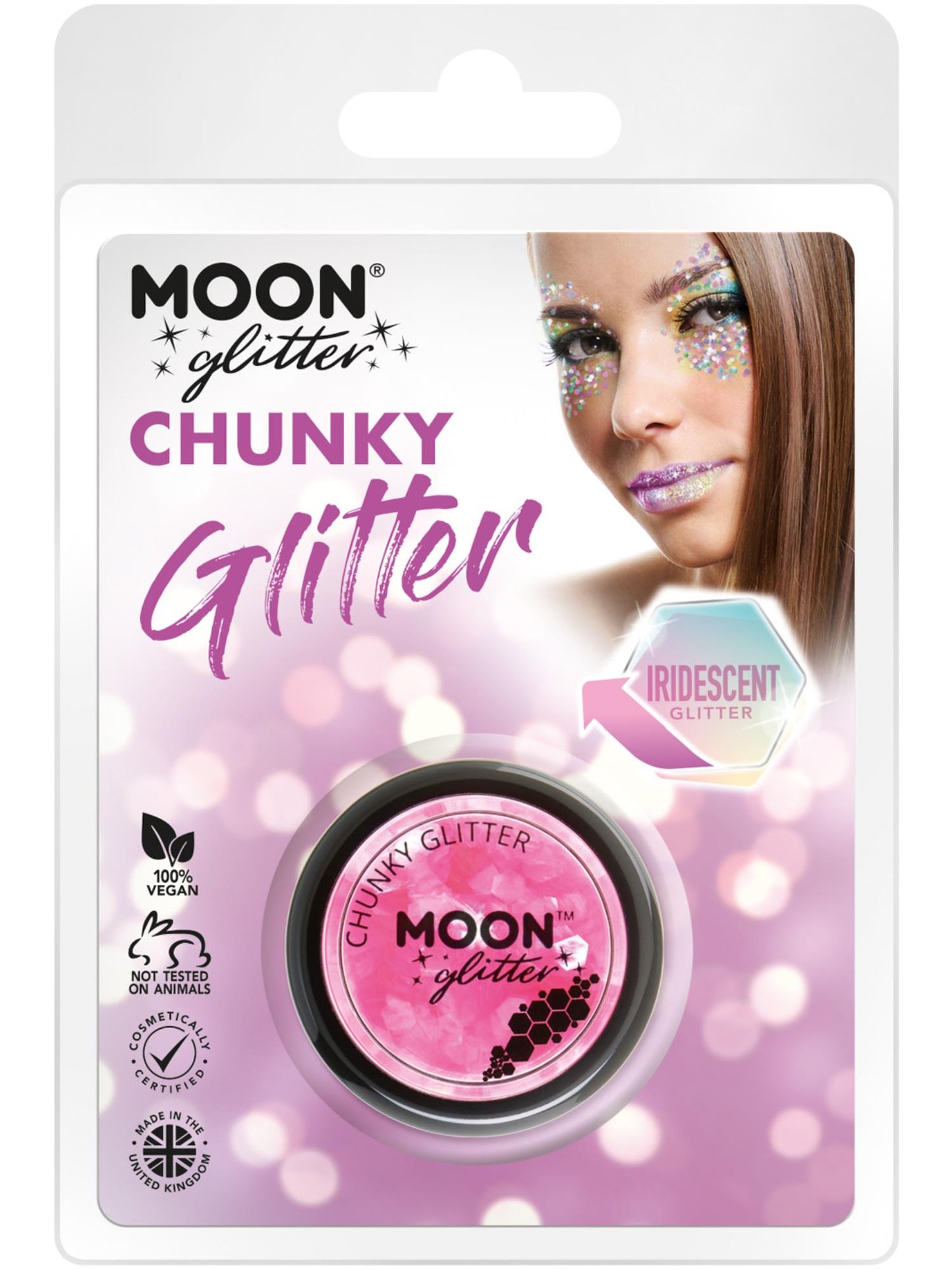 Moon Glitter Iridescent Chunky Glitter, Pink Wholesale