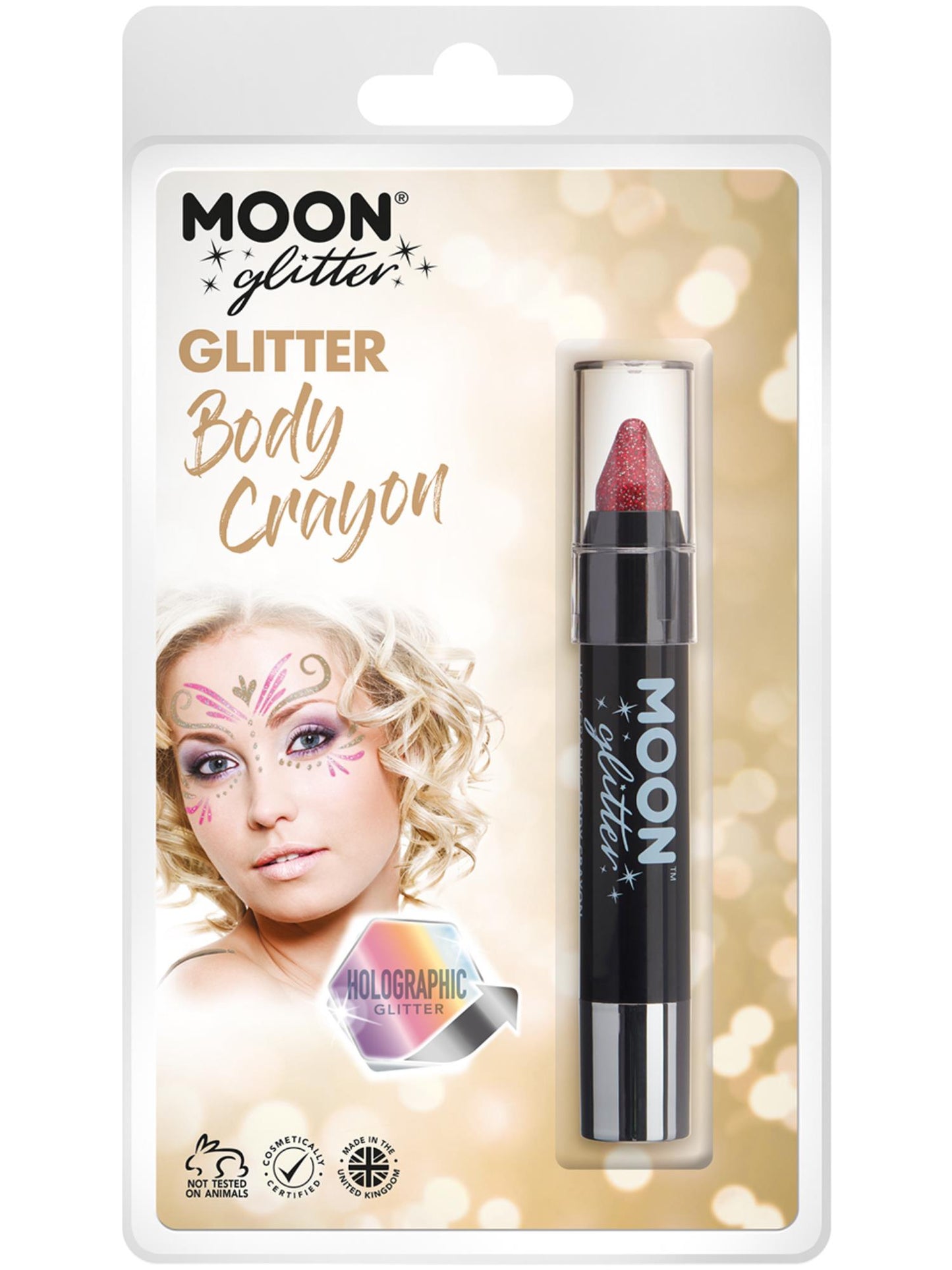 Moon Glitter Holographic Body Crayons, Red Wholesale