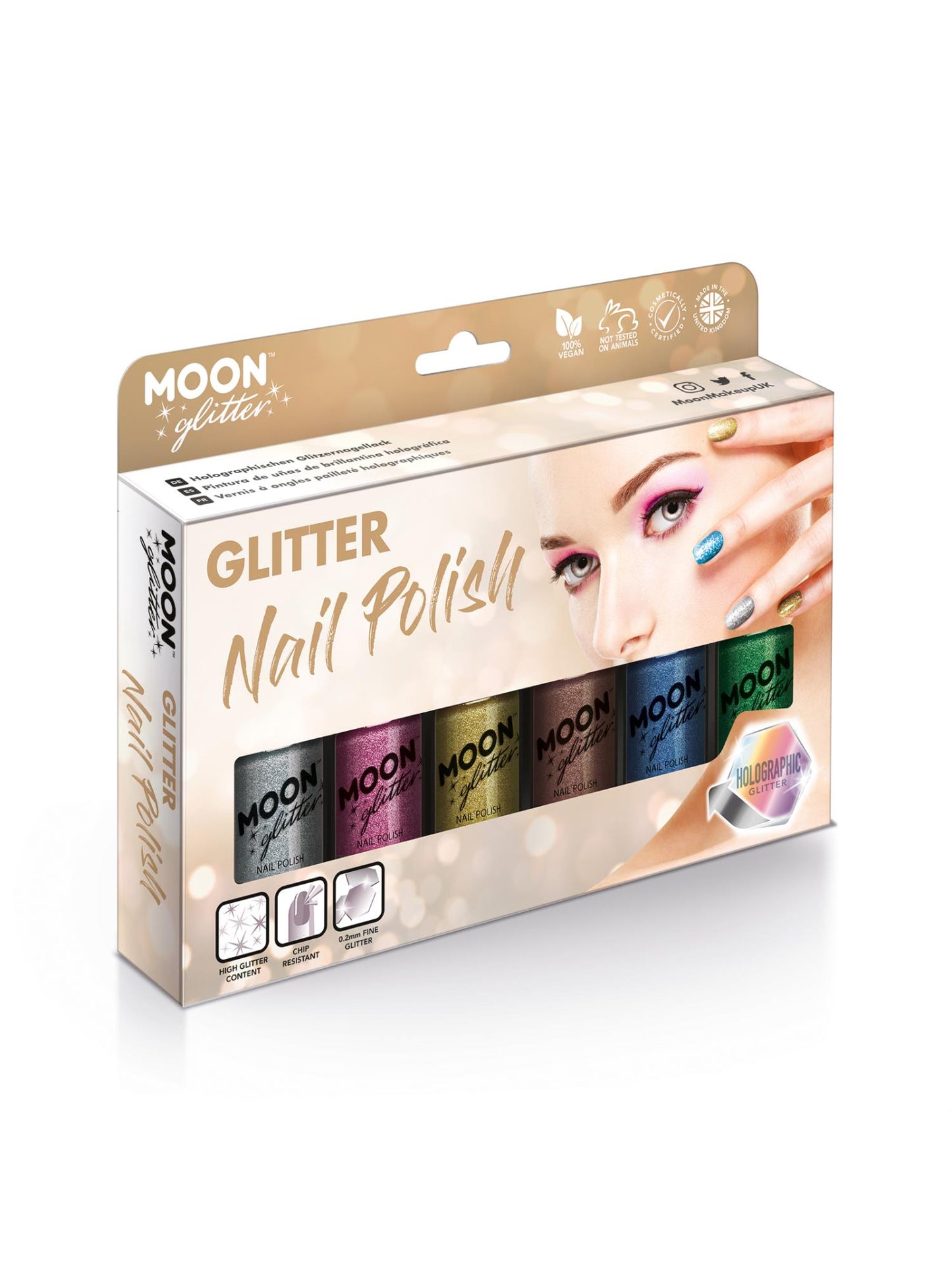Moon Glitter Holographic Nail Polish, Assorted Wholesale