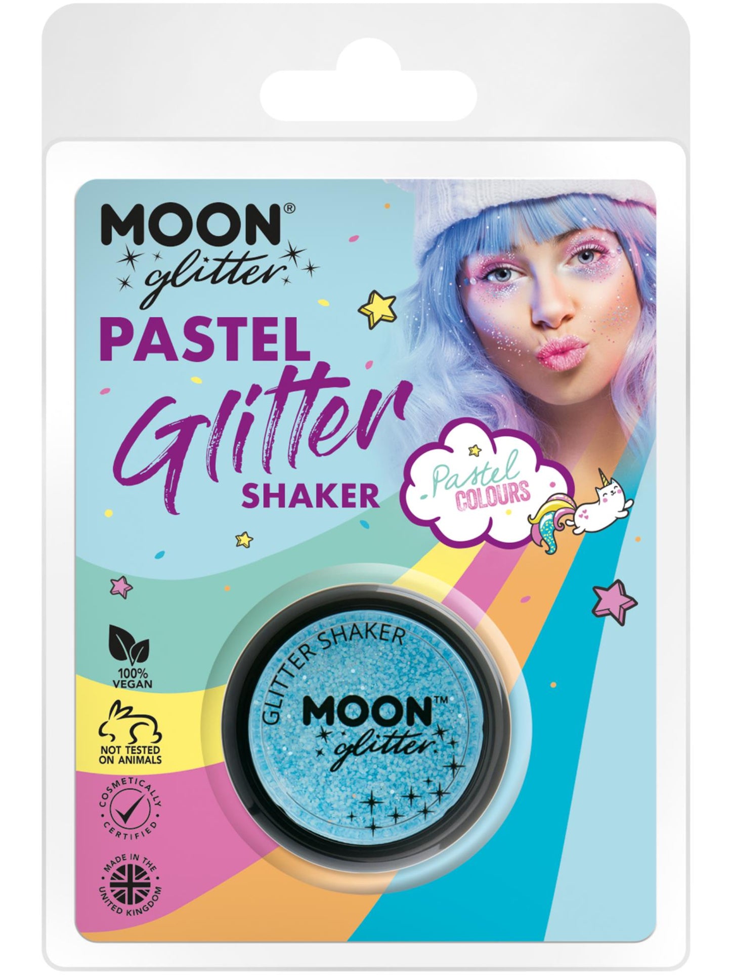 Moon Glitter Pastel Glitter Shakers, Baby Blue Wholesale
