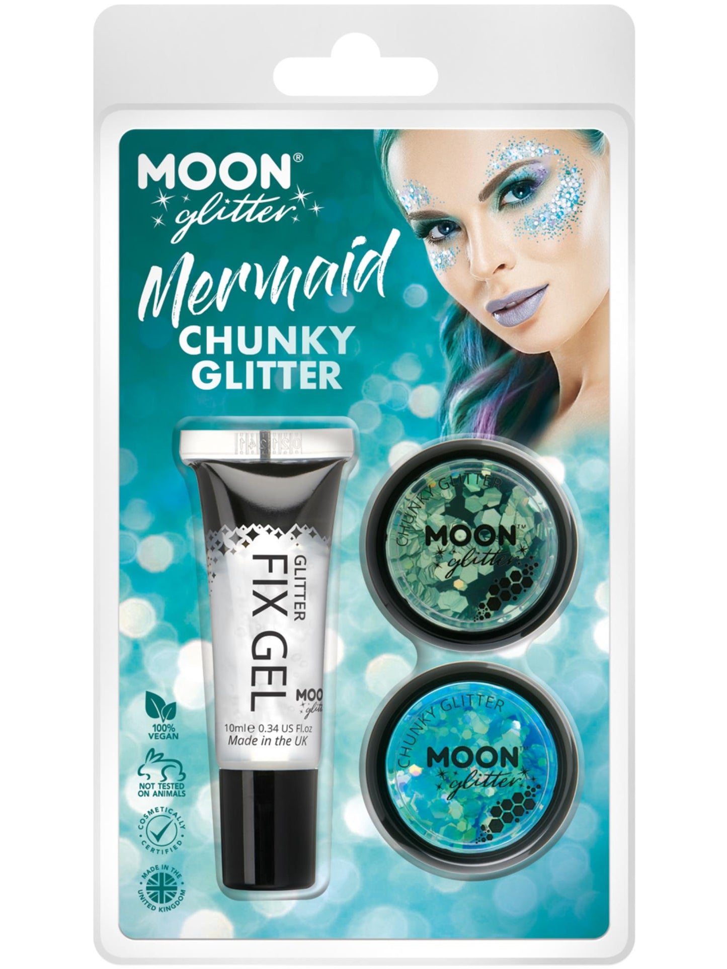 Moon Glitter Themed Clamshells, Blue Wholesale