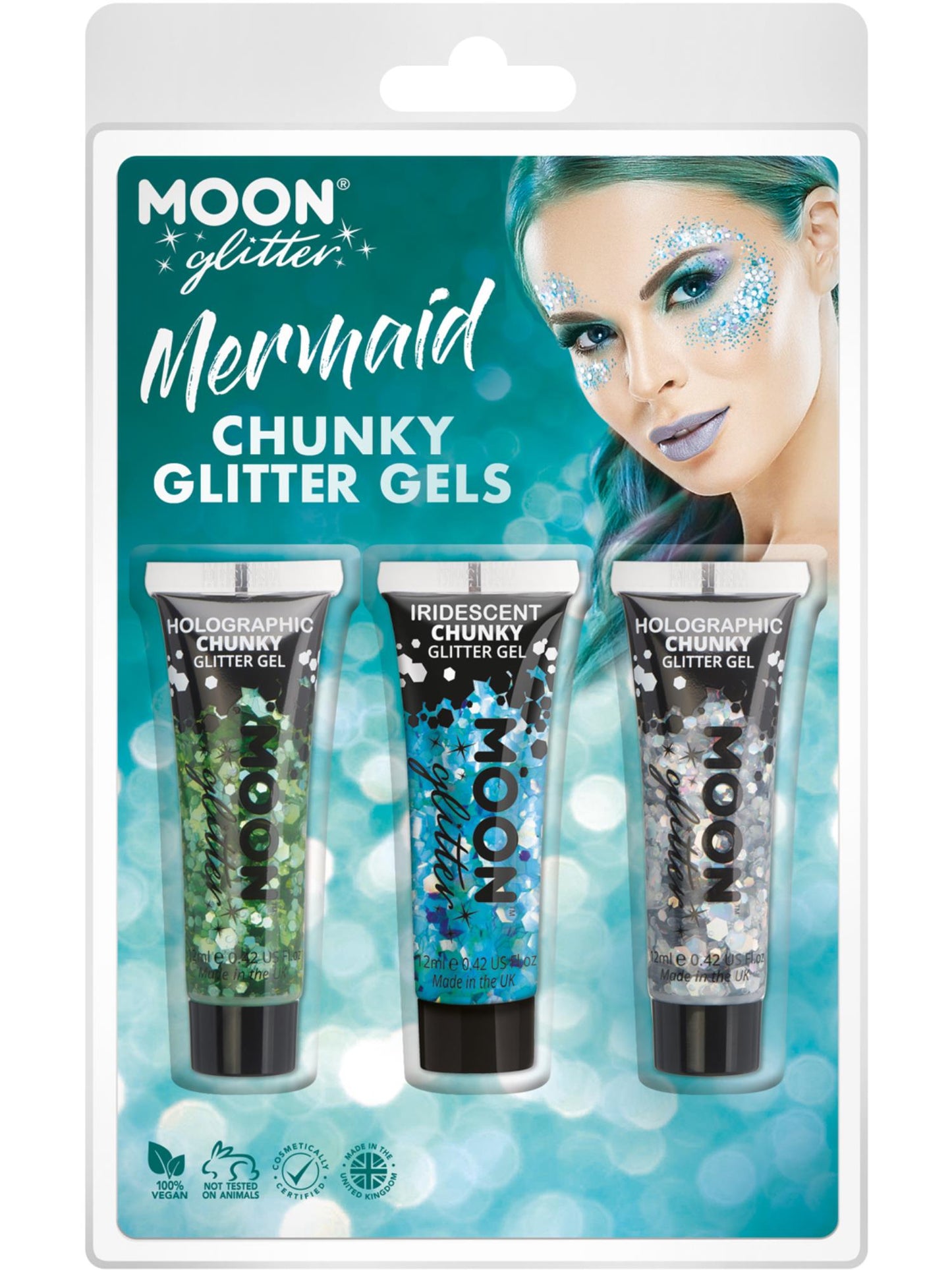 Moon Glitter Themed Clamshells, Blue Wholesale