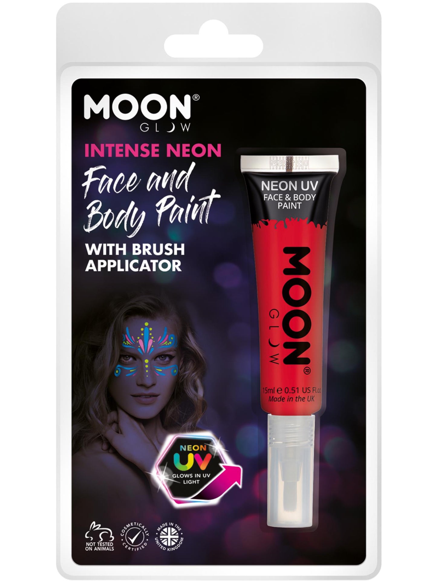 Moon Glow Intense Neon UV Face Paint, Red Wholesale