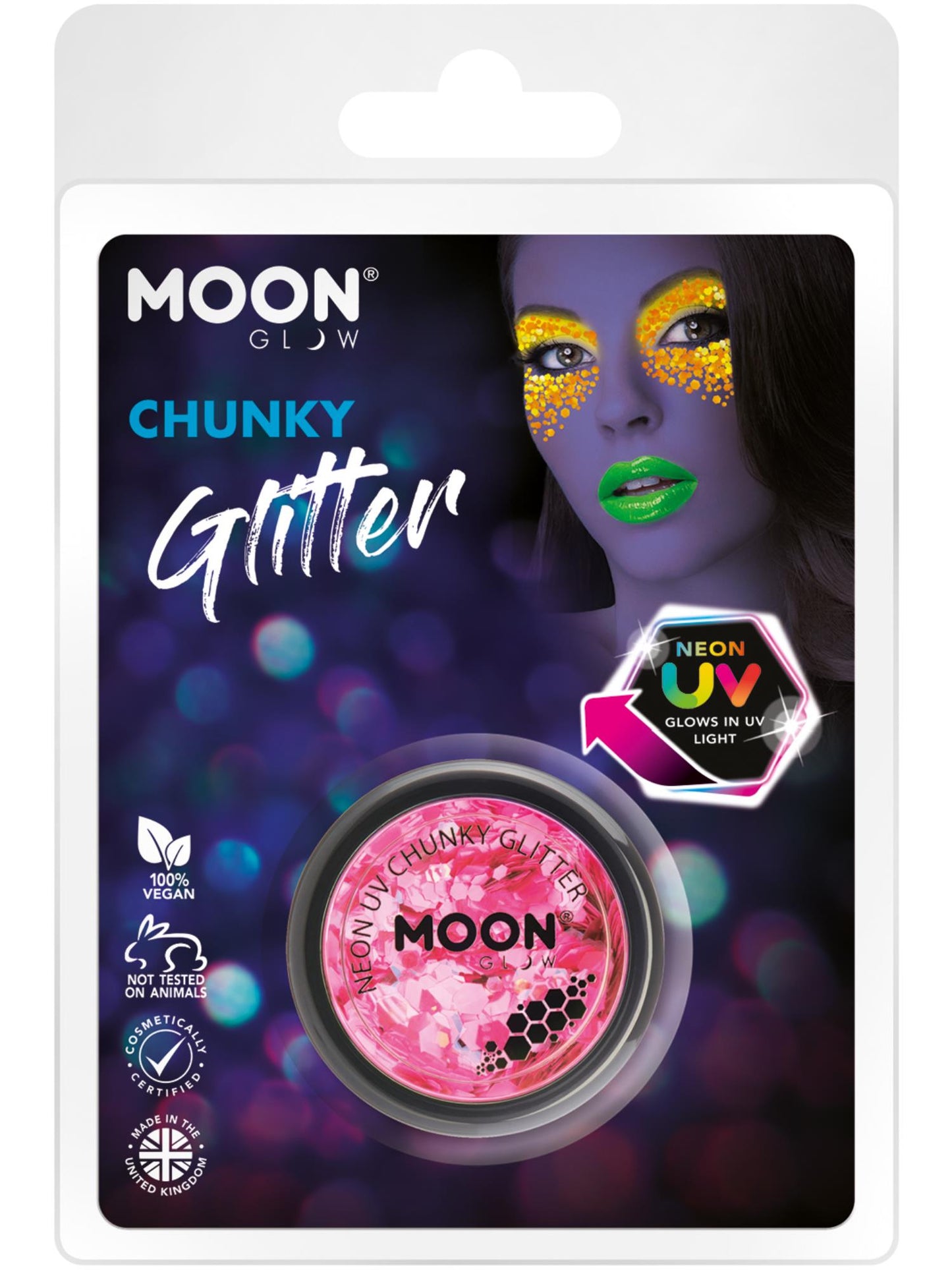 Moon Glow - Neon UV Chunky Glitter, Pink Wholesale