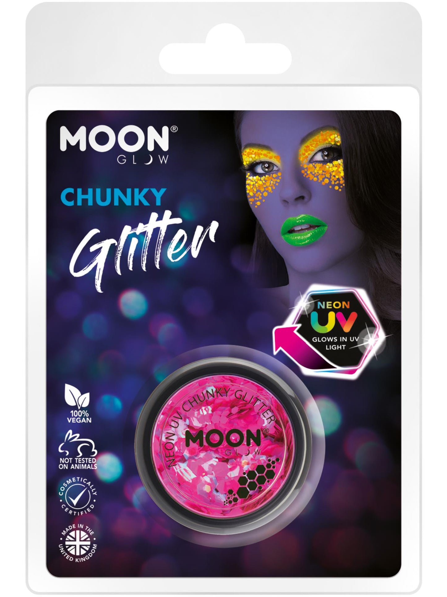 Moon Glow - Neon UV Chunky Glitter, Magenta Wholesale