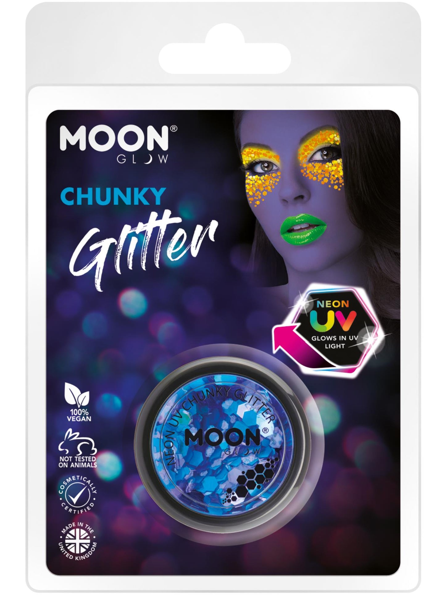 Moon Glow - Neon UV Chunky Glitter, Blue Wholesale