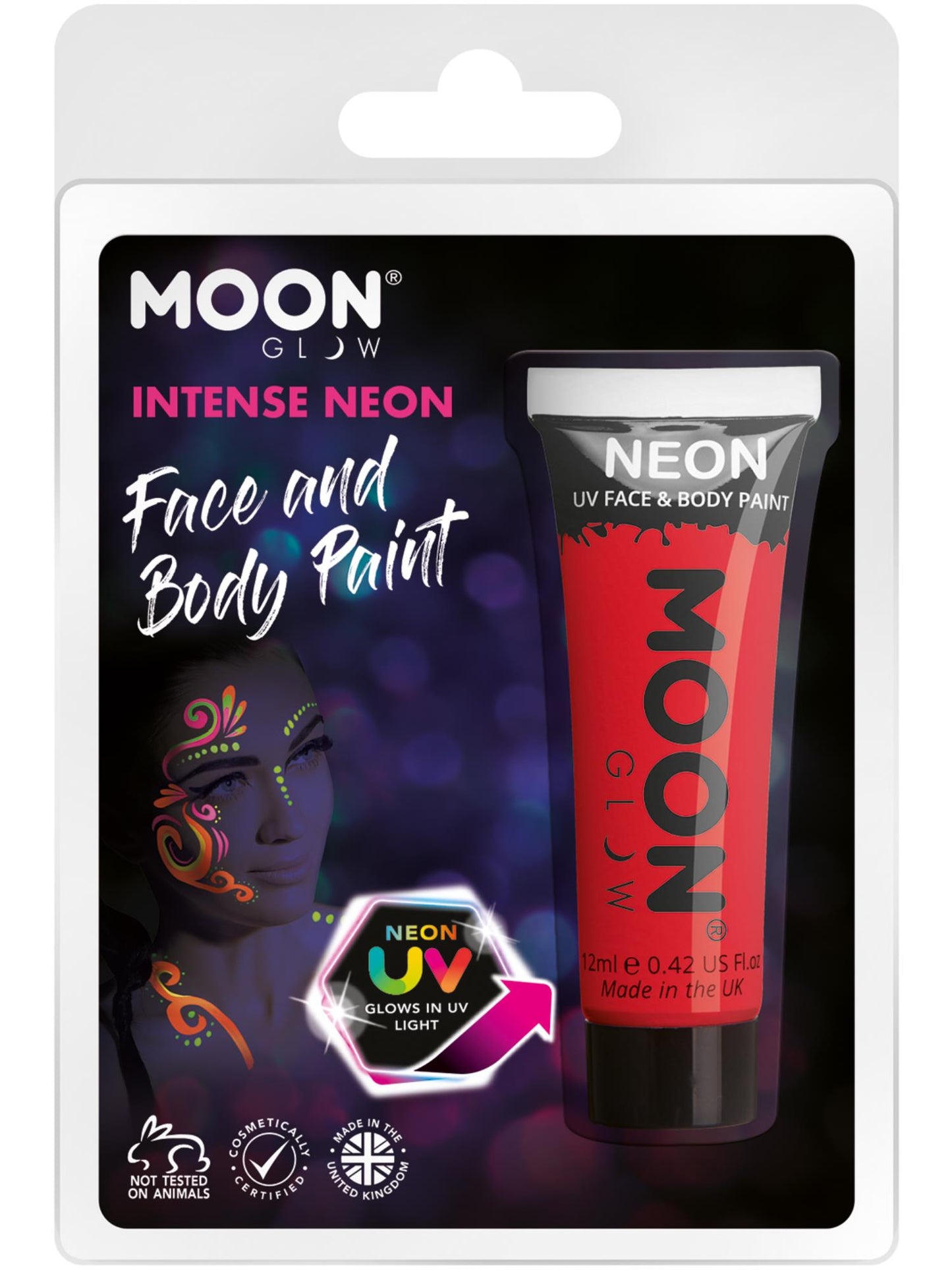 Moon Glow Intense Neon UV Face Paint, Intense Red Wholesale