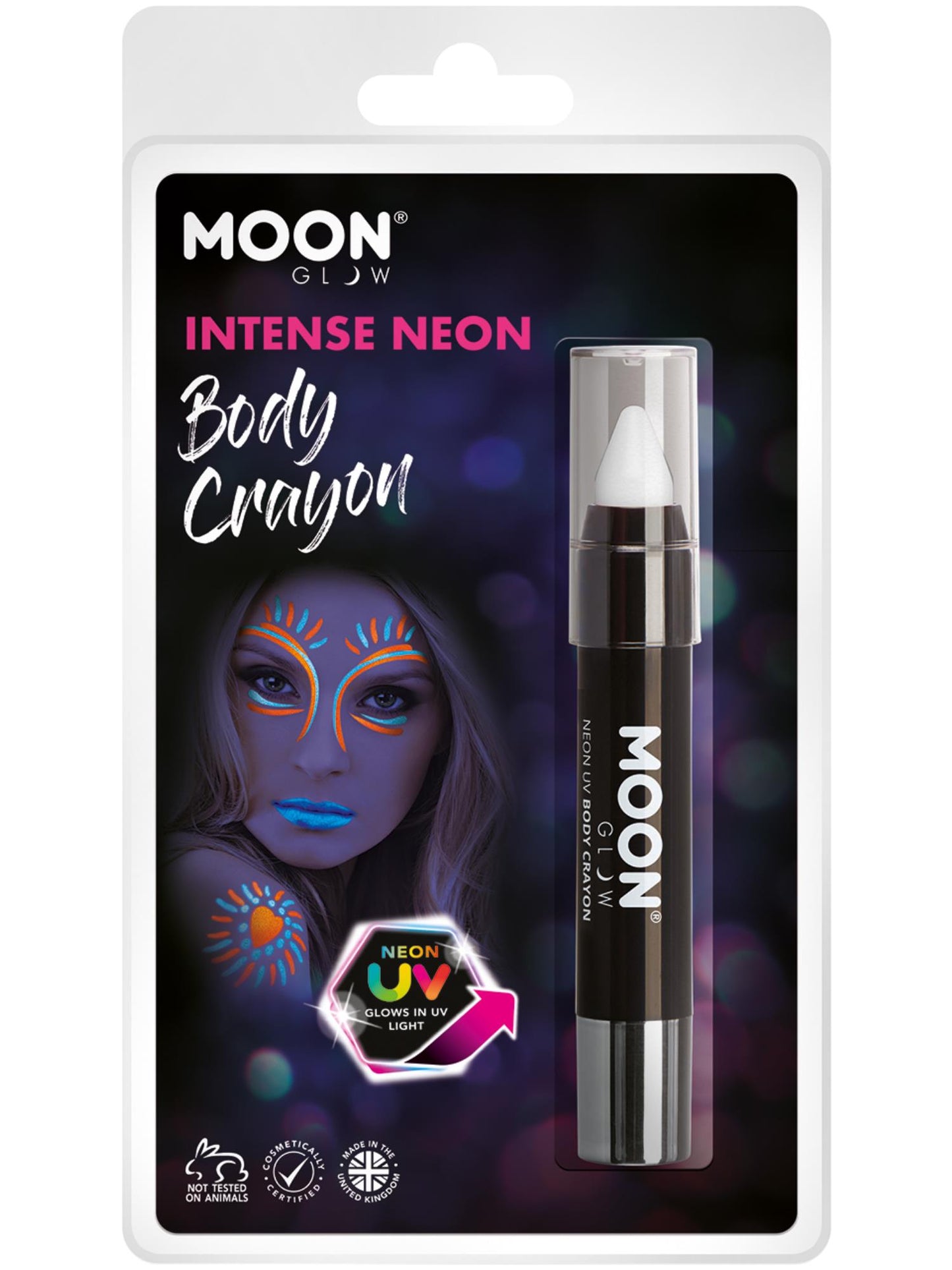 Moon Glow Intense Neon UV Body Crayons, White Wholesale