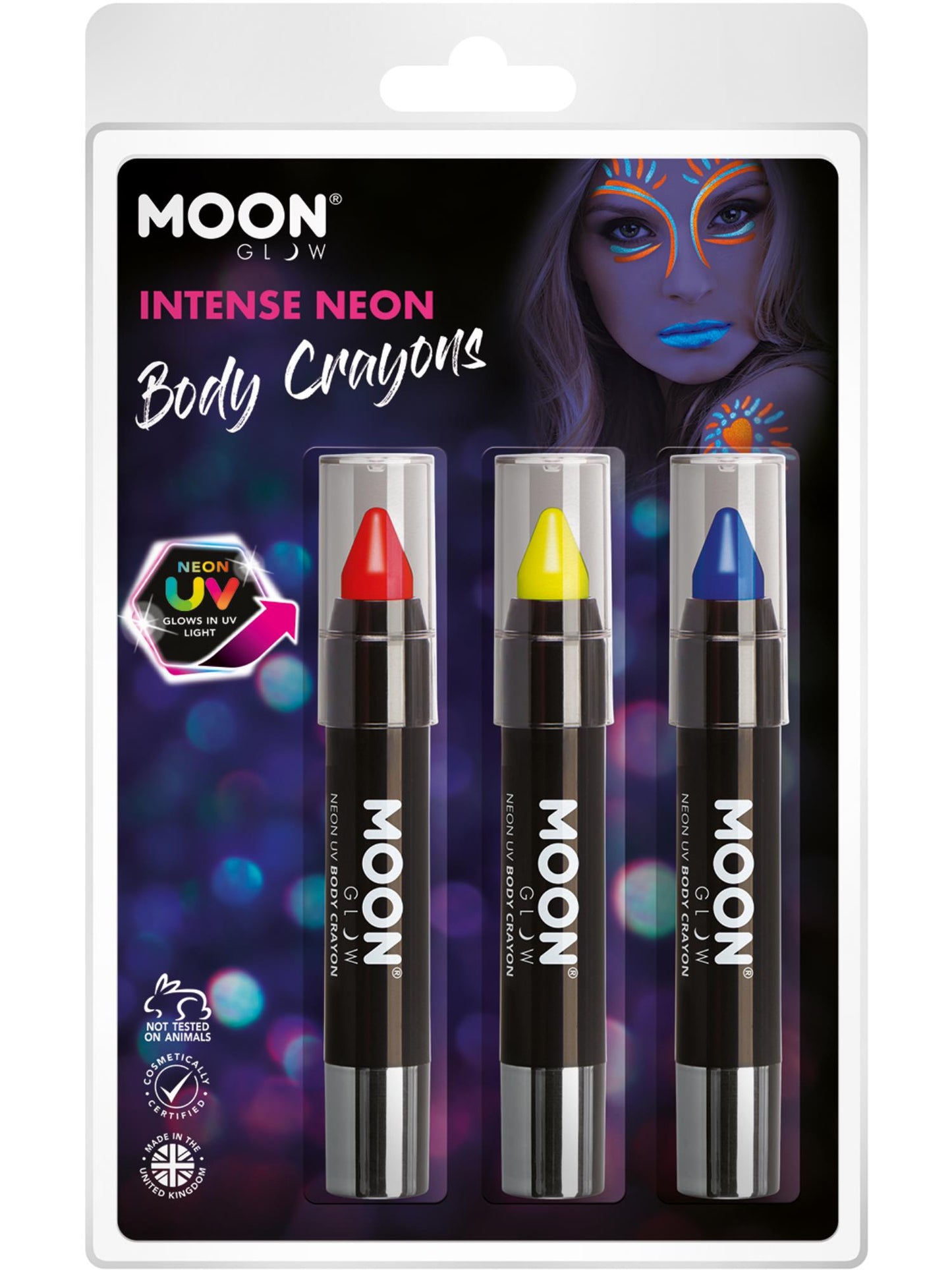 Moon Glow Intense Neon UV Body Crayons, Wholesale