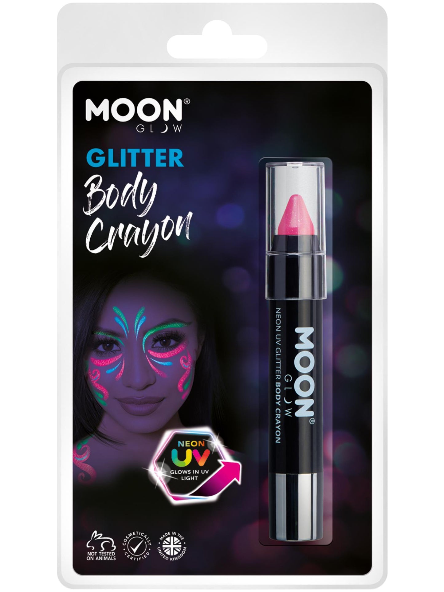 Moon Glow - Neon UV Glitter Body Crayons, Hot Pink Wholesale