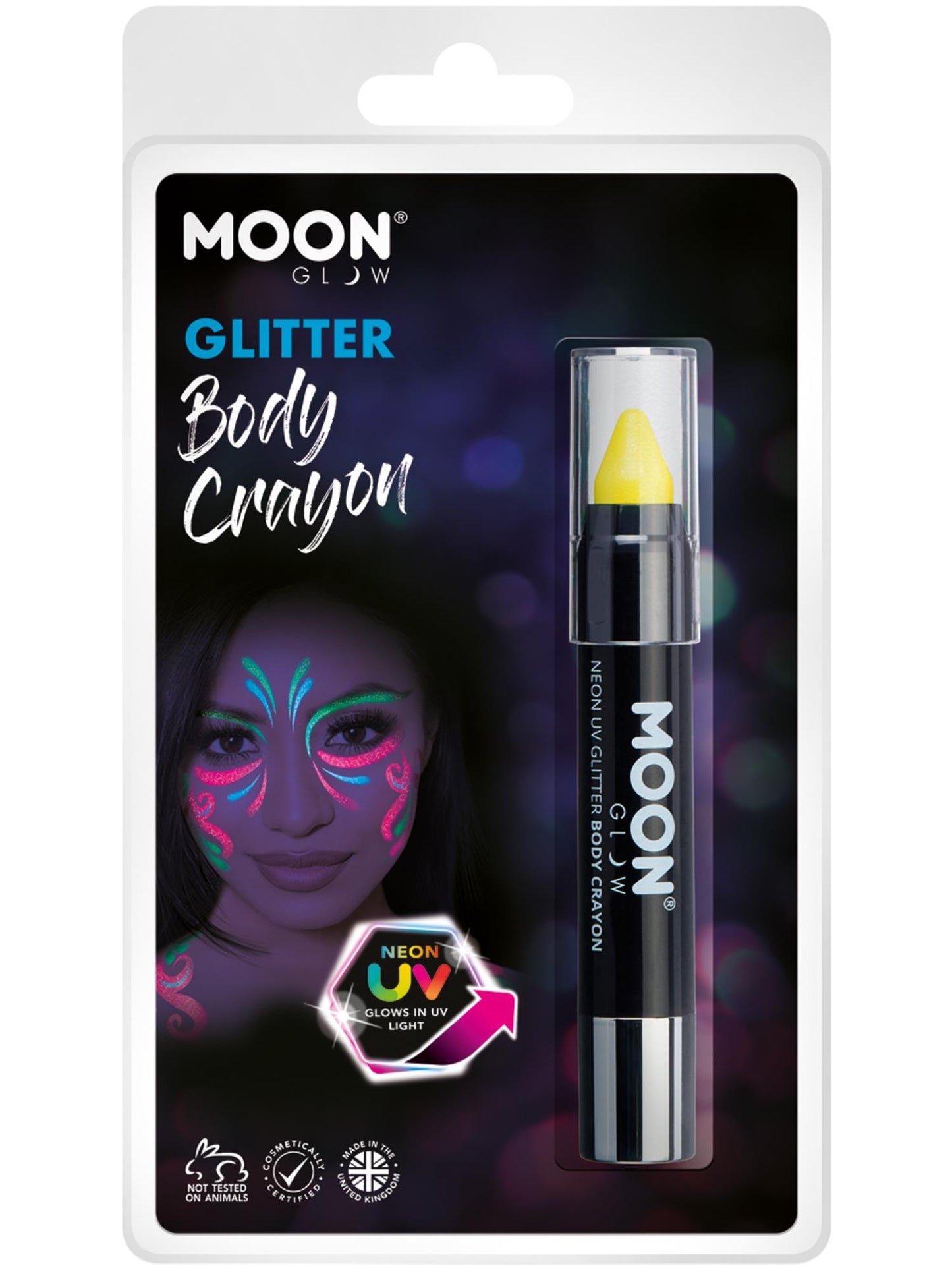 Moon Glow - Neon UV Glitter Body Crayons, Yellow Wholesale