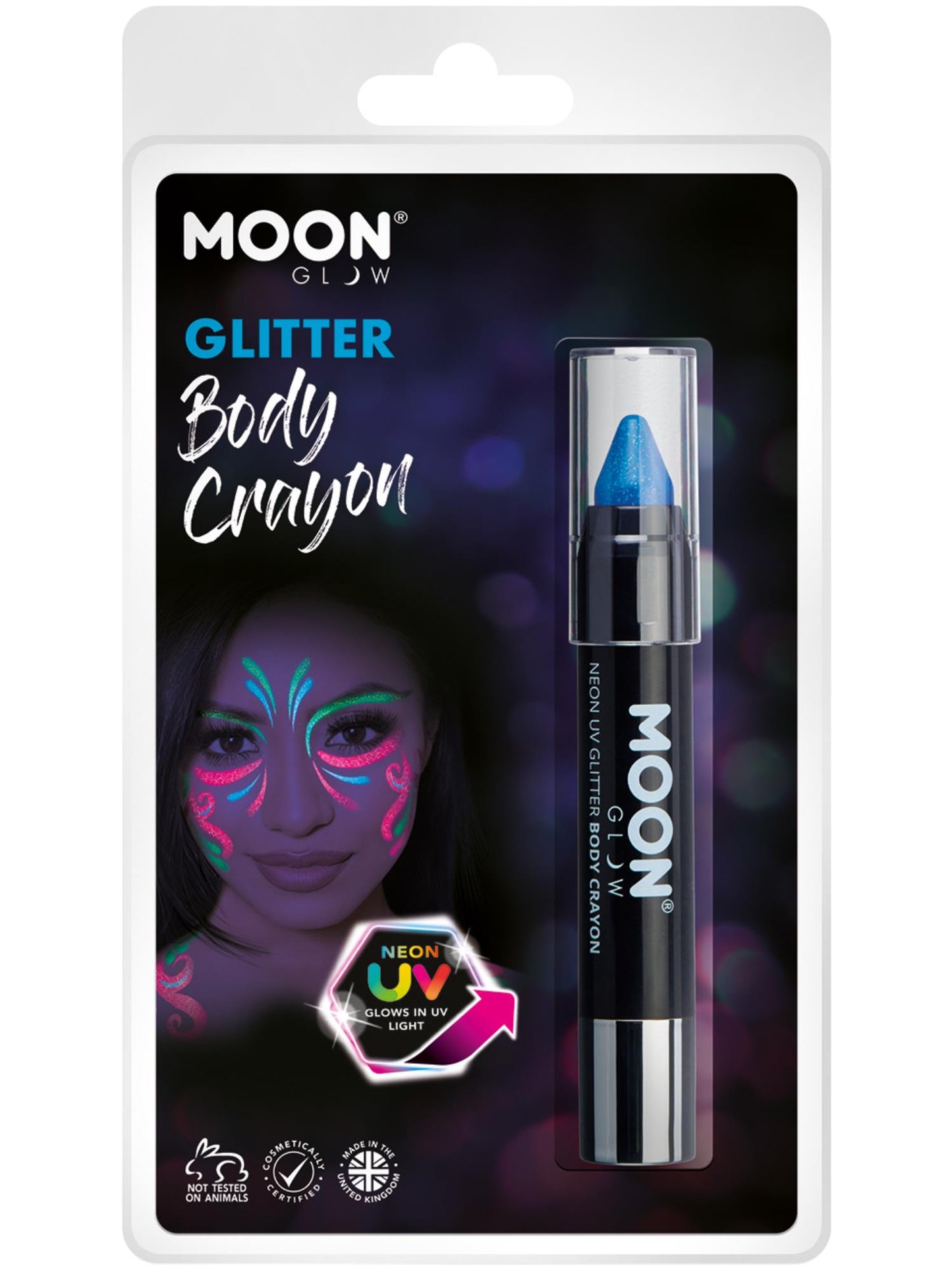 Moon Glow - Neon UV Glitter Body Crayons, Blue Wholesale