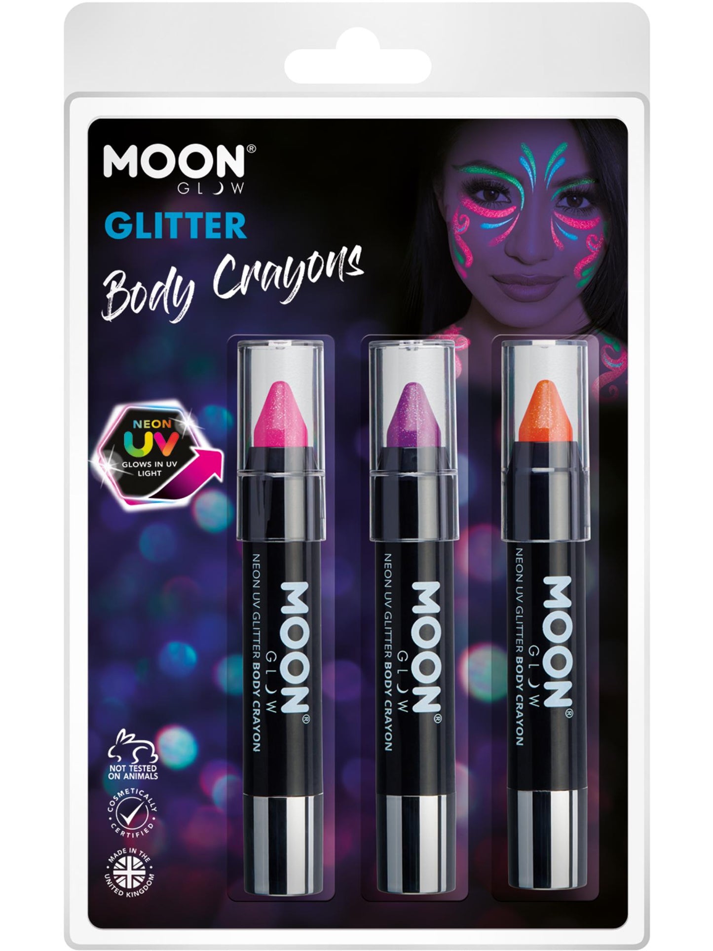Moon Glow - Neon UV Glitter Body Crayons, Wholesale