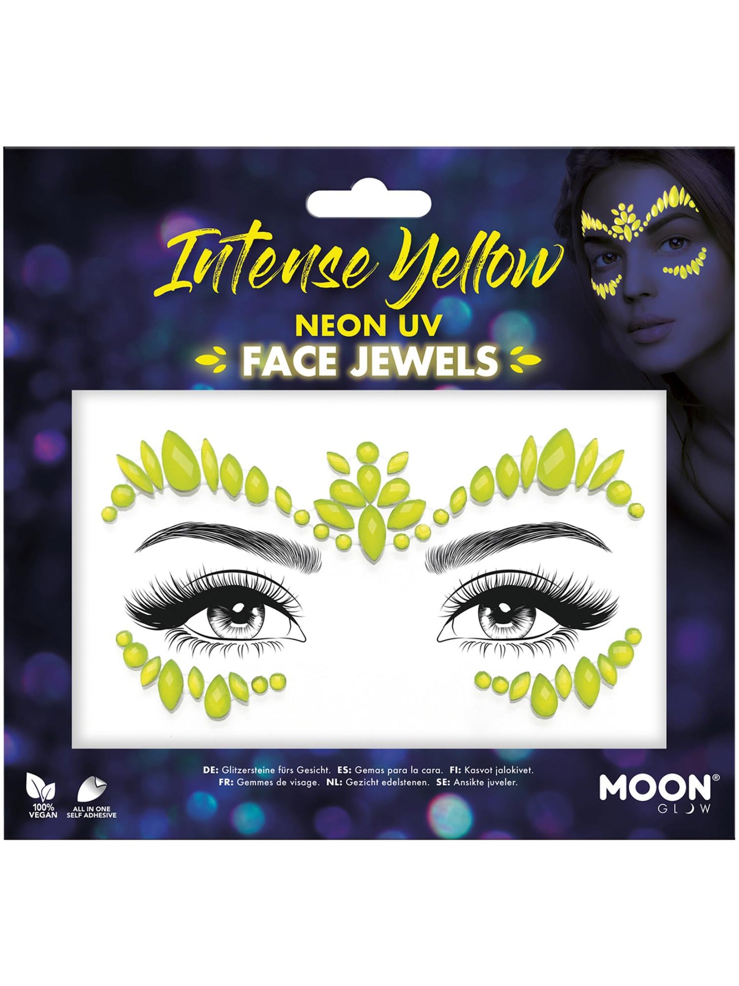 Moon Glow Face Jewels, Intense Yellow Wholesale