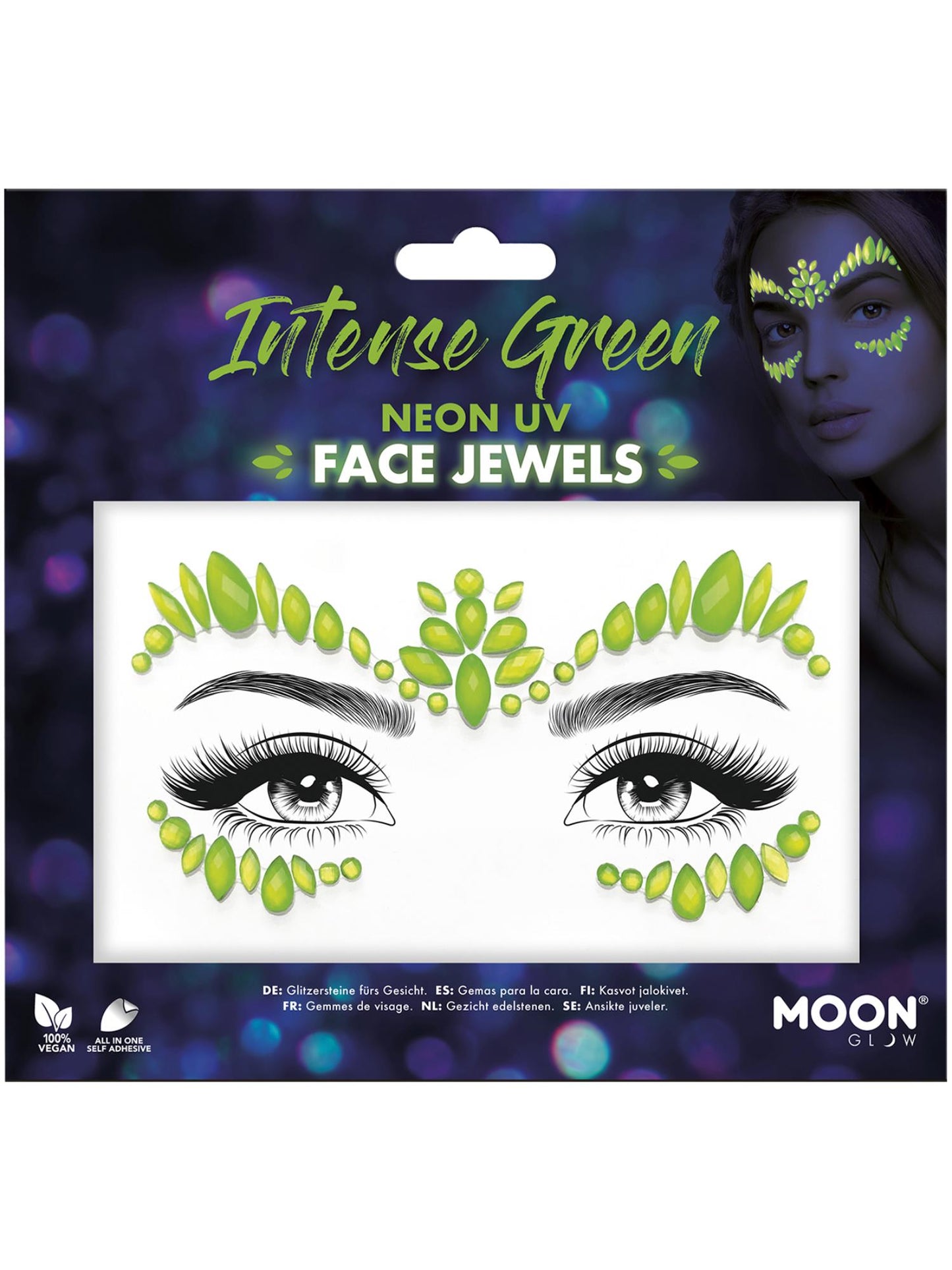 Moon Glow Face Jewels, Intense Green Wholesale