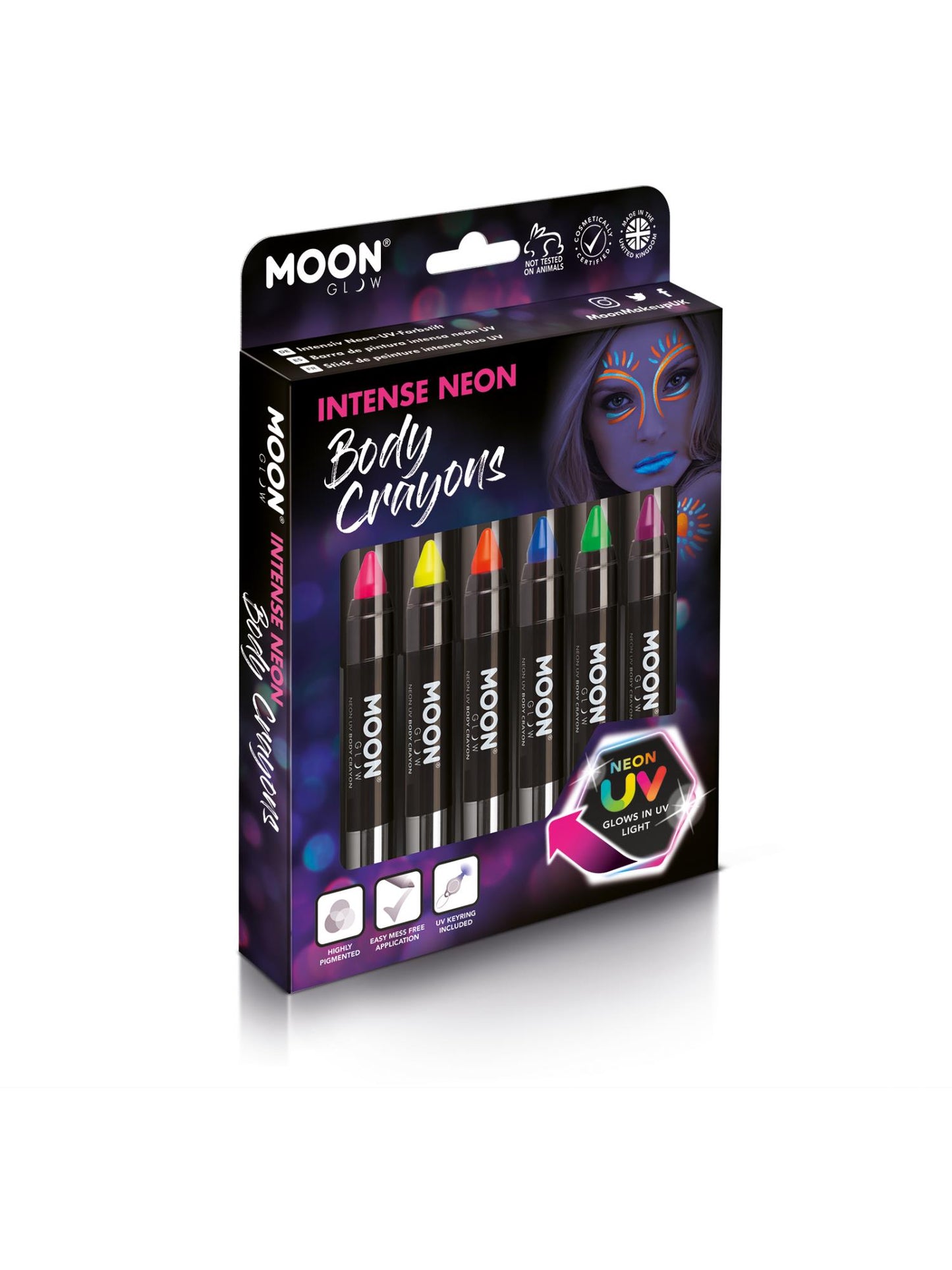 Moon Glow Intense Neon UV Body Crayons, Assorted Wholesale