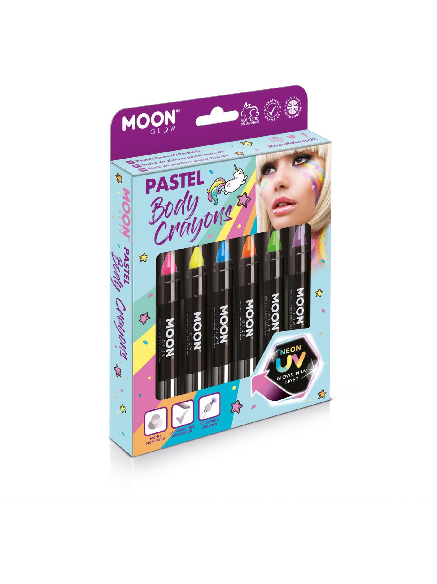 Moon Glow Pastel Neon UV Body Crayons, Assorted Wholesale